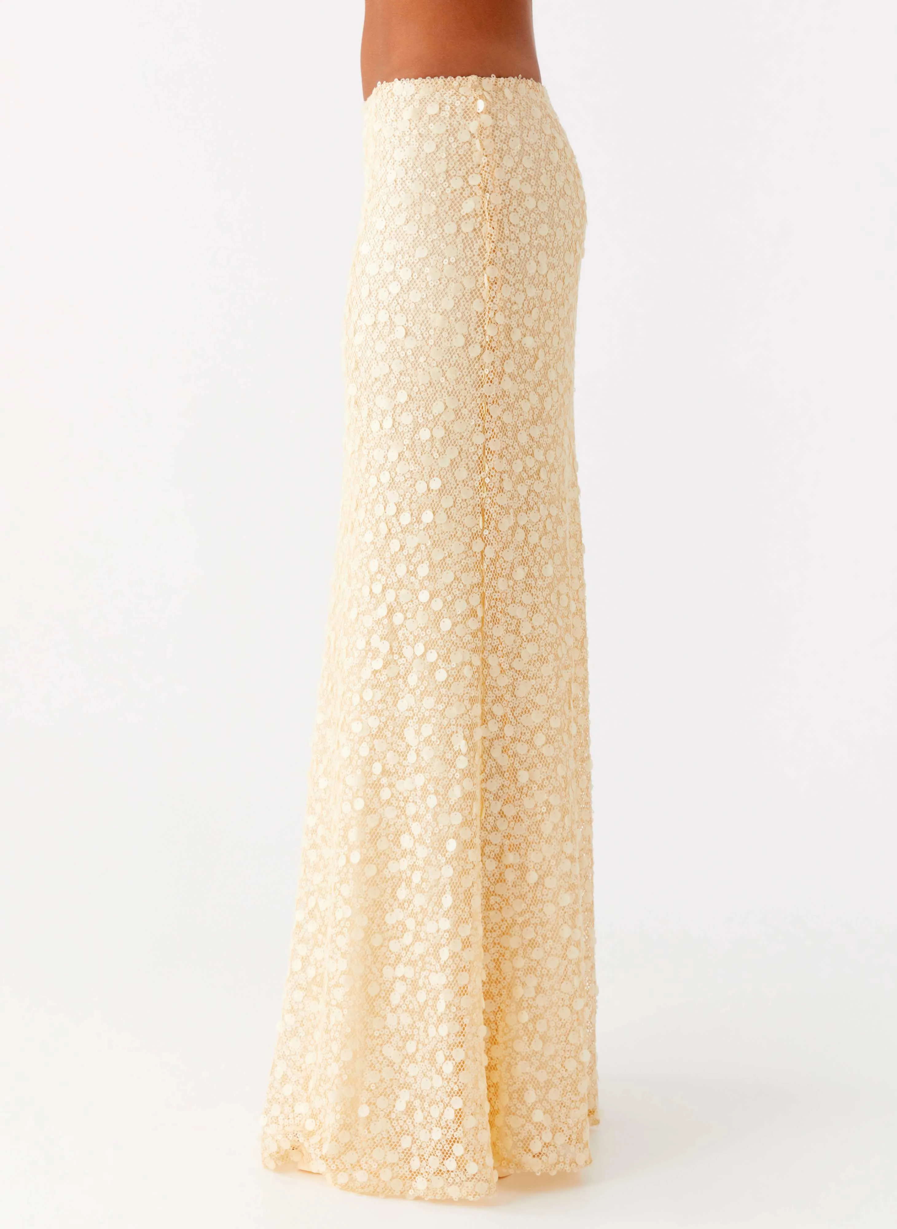 Limited Quantity Seamless Design Honestly Sequin Maxi Skirt - Yellow
