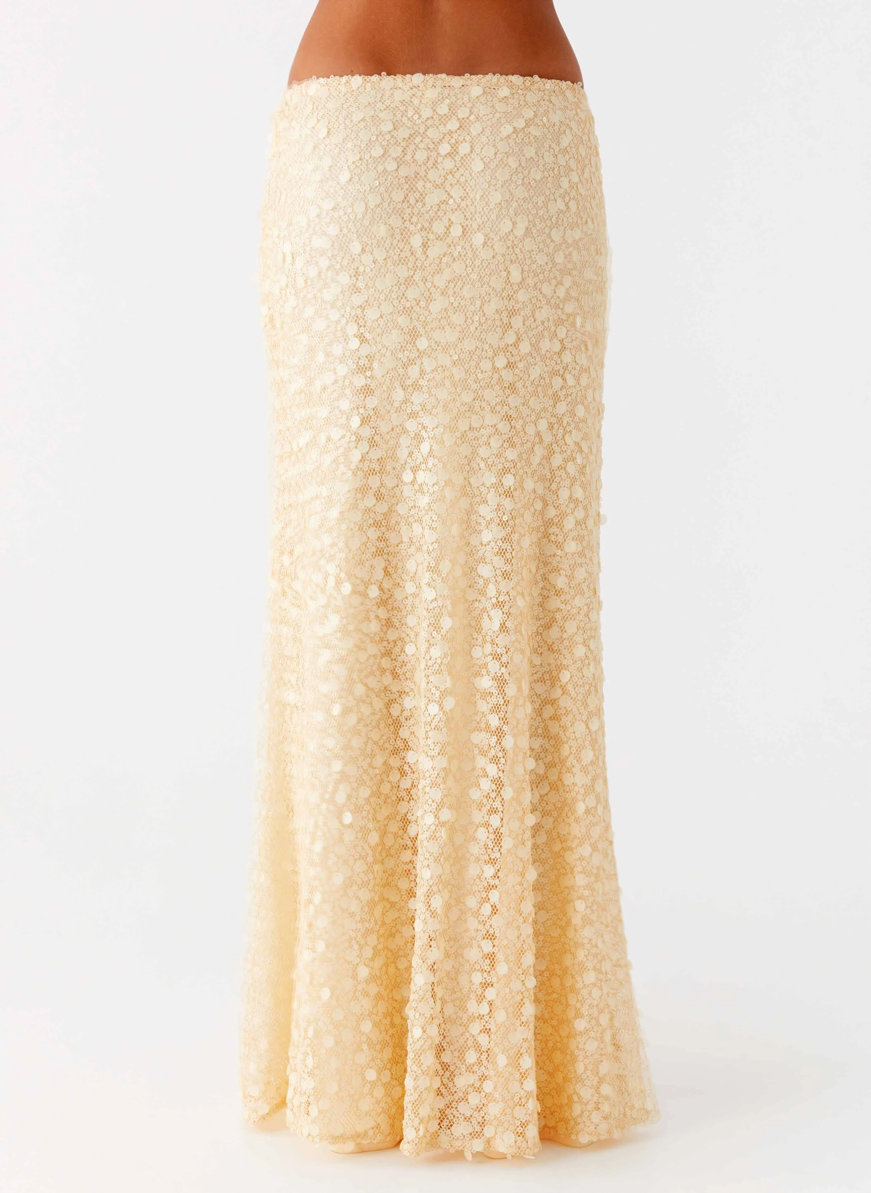 Water Resistant Honestly Sequin Maxi Skirt - Yellow