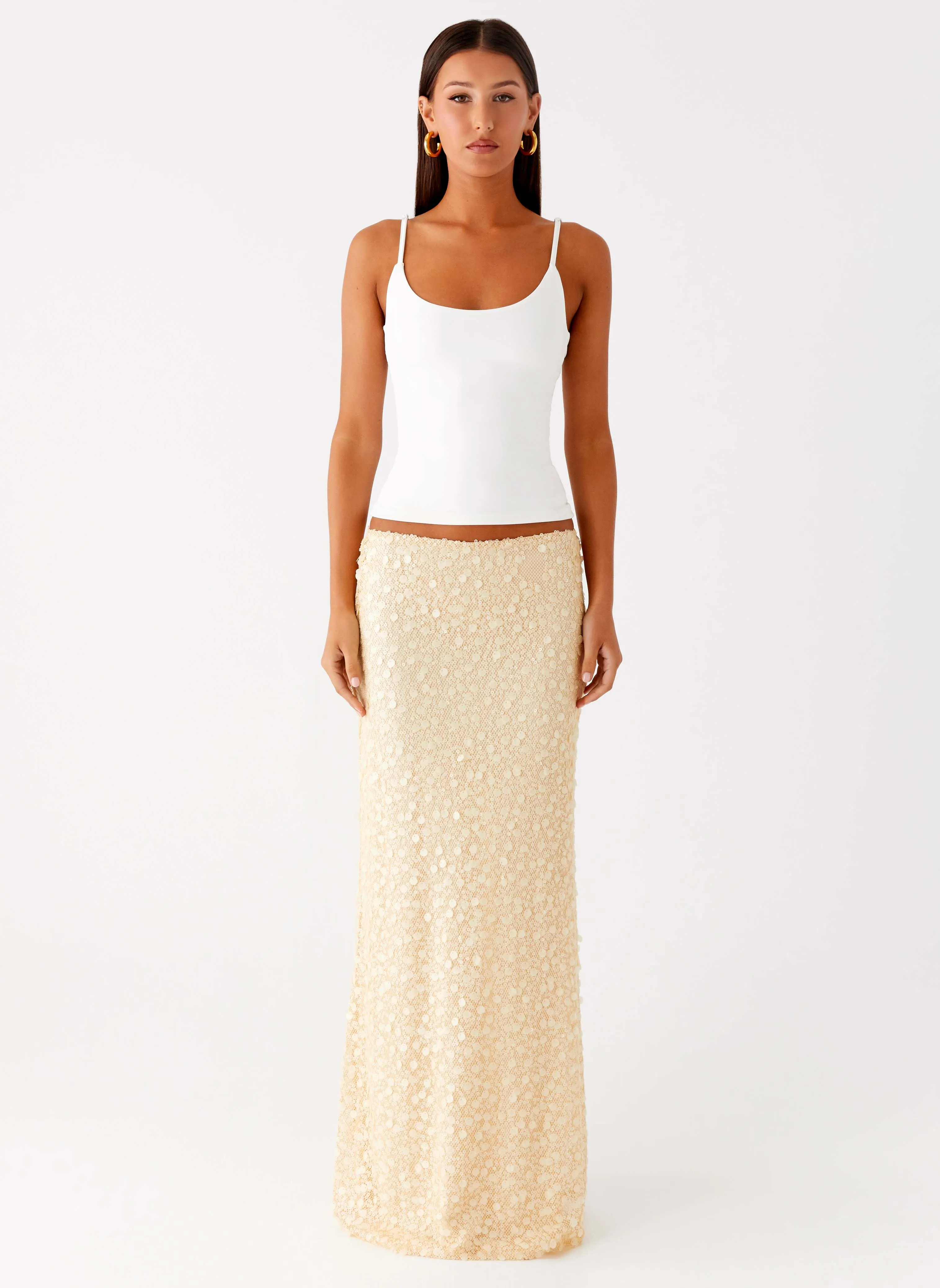 Honestly Sequin Maxi Skirt - Yellow Breathable Layer