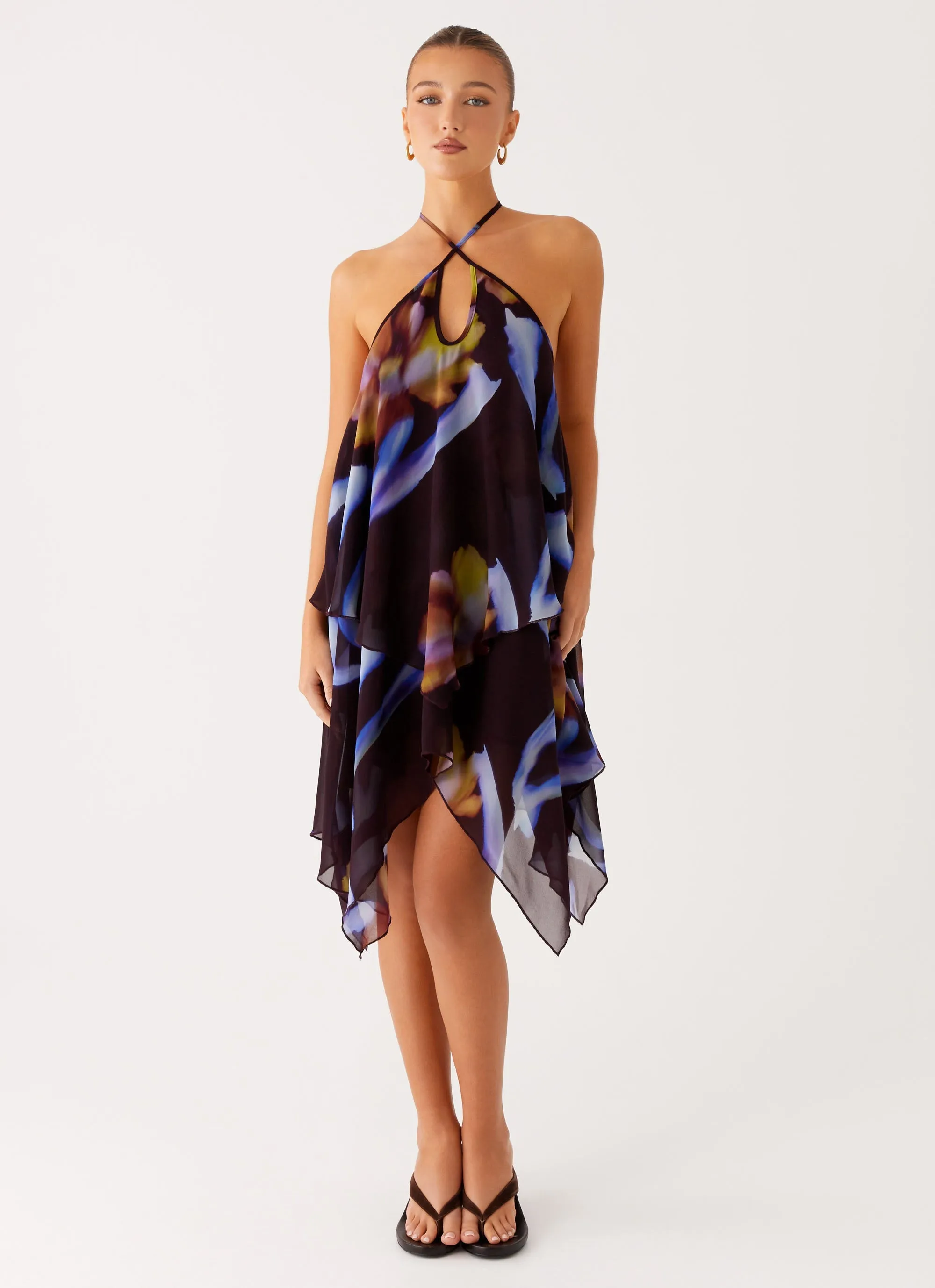 Verbena Midi Dress - Dark Floral Cool Form