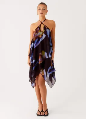 Verbena Midi Dress - Dark Floral Cool Form