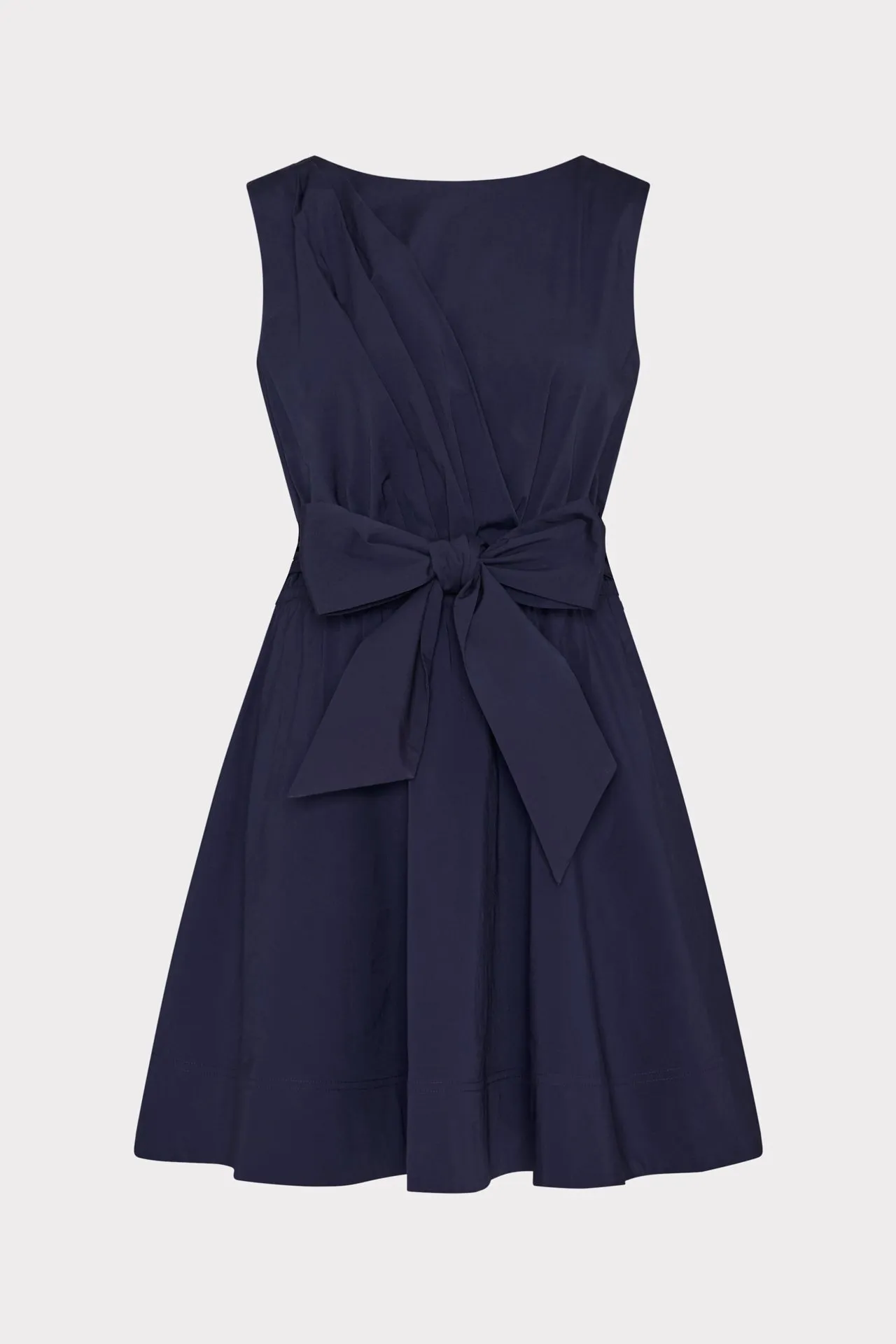 Draped Poplin Sleeveless Mini Dress Pop Texture