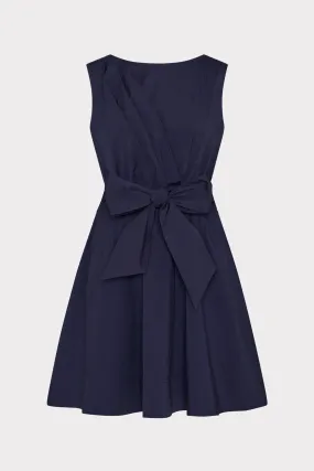 Draped Poplin Sleeveless Mini Dress Pop Texture