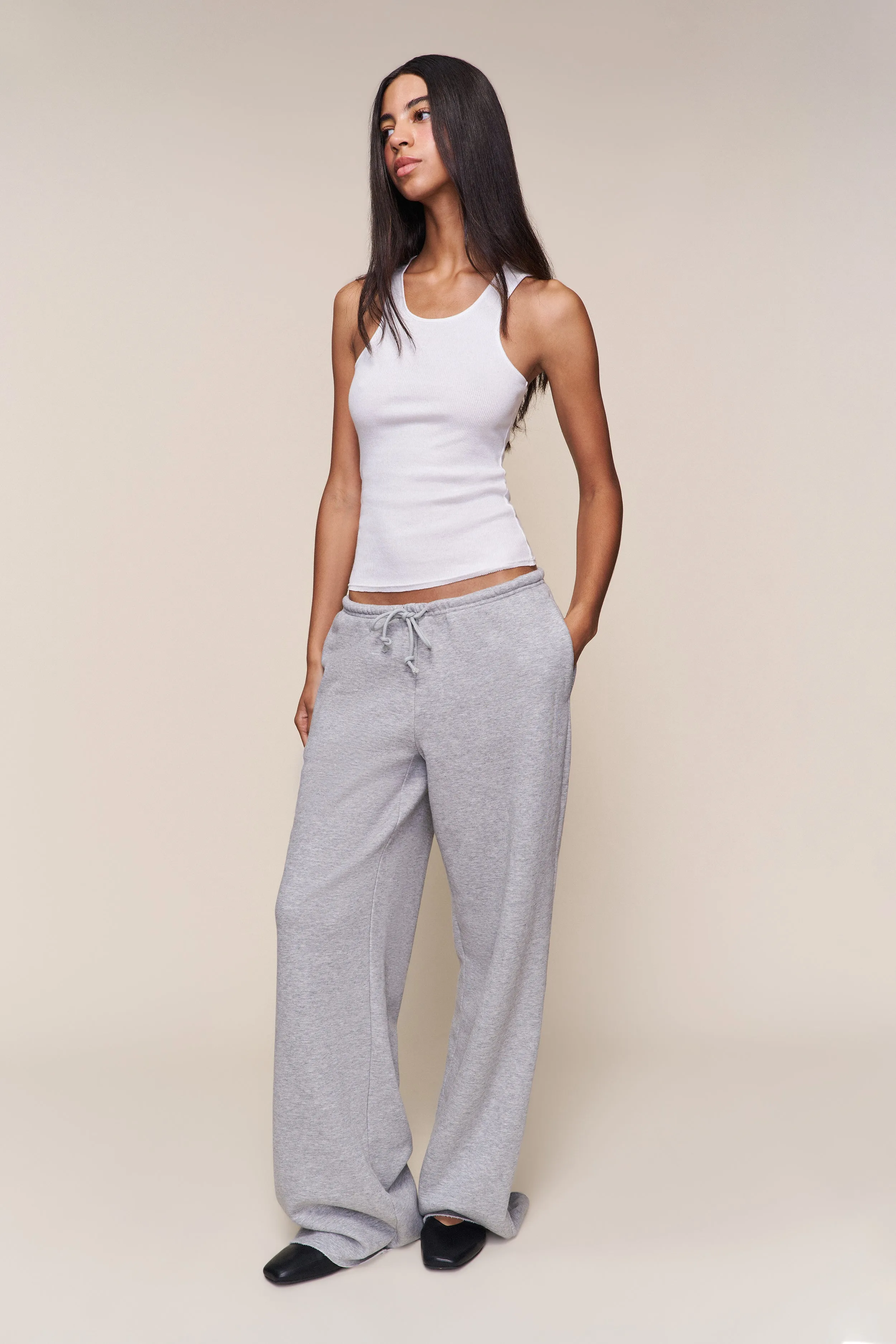 RipstopFabric Drawstring Fleece Pant