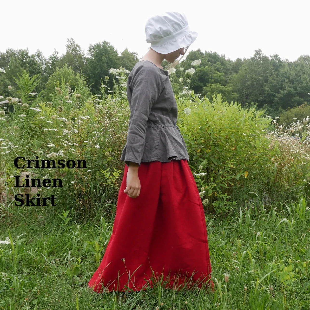 Vibrant color Lightweight Lining Drawstring Skirt - Linen