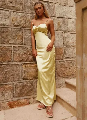 Dream Sight Lace Satin Maxi Dress - Lemon Day-to-evening dress Flare Swing