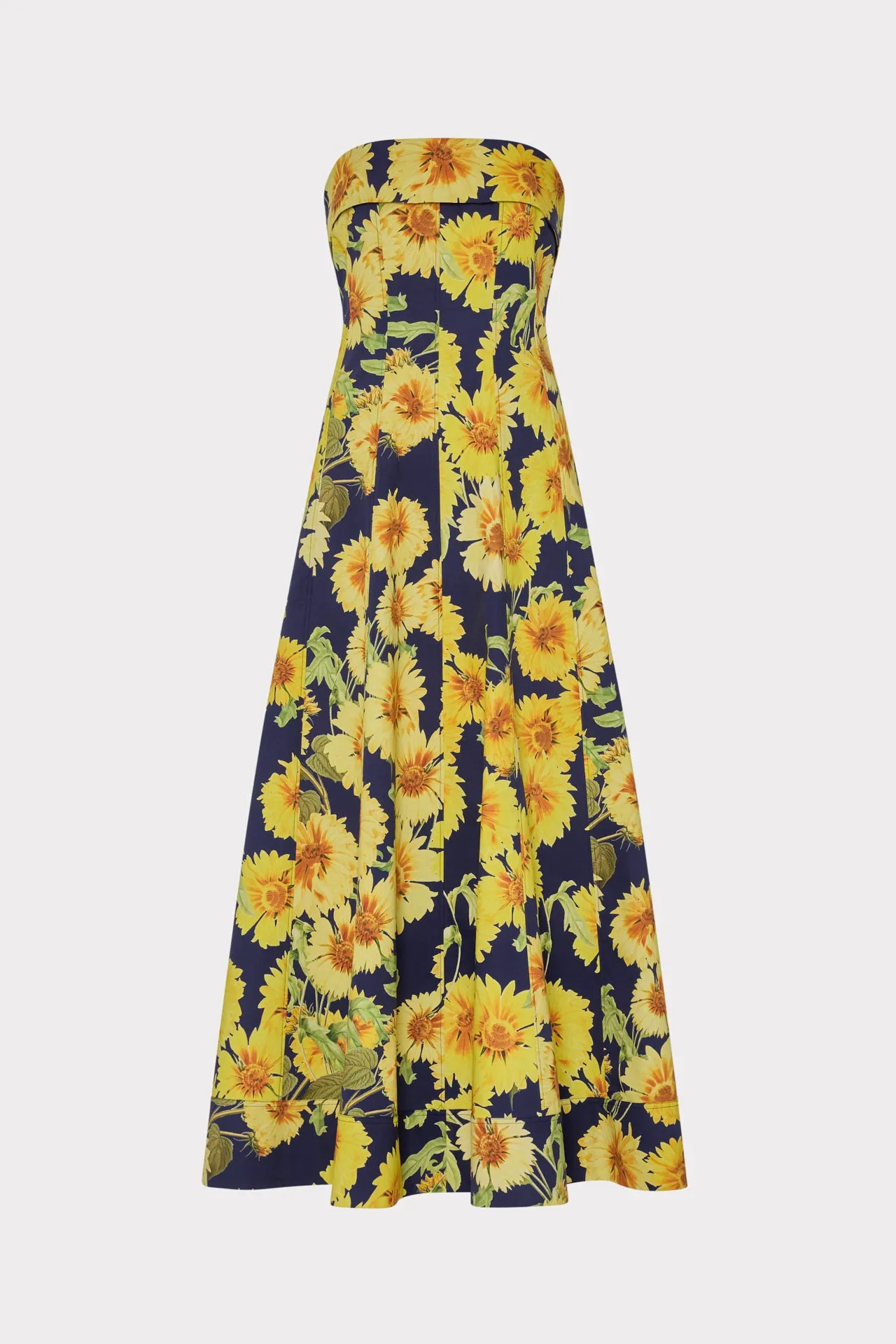 Palmer Sunflower Poplin Strapless Maxi Dress Family Warm