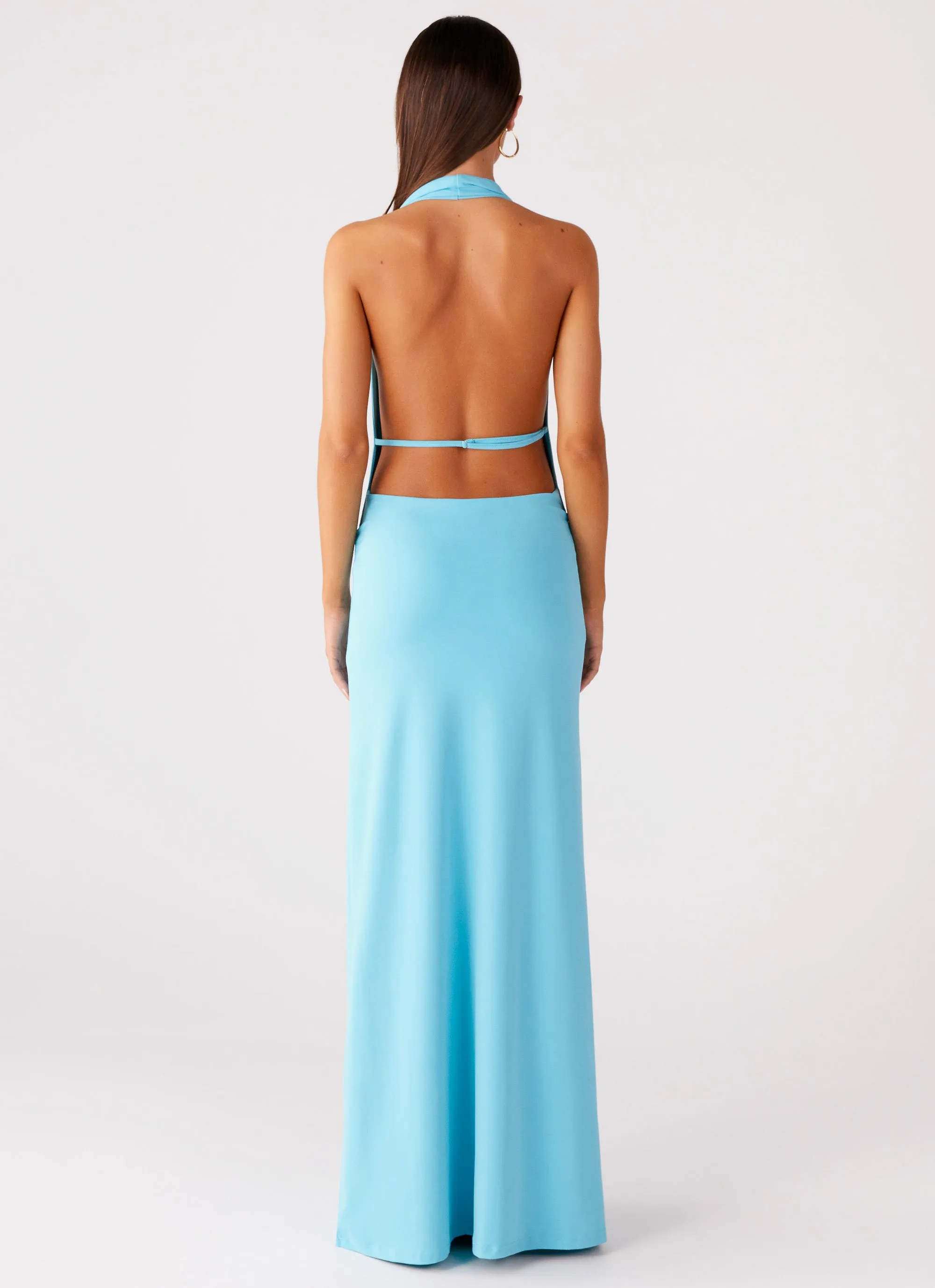 Deep Hue Driftwood Cowl Maxi Dress - Turquoise