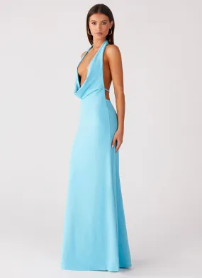 Driftwood Cowl Maxi Dress - Turquoise Comfort Layer Sleek Fit