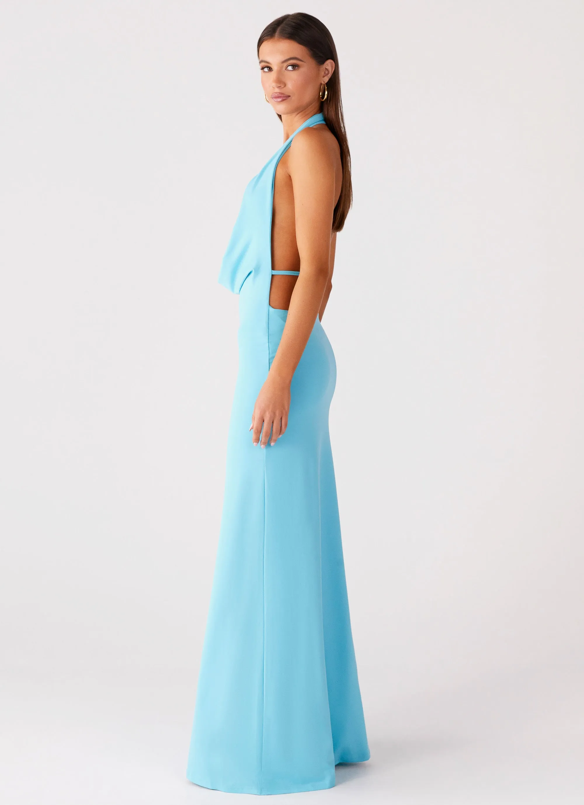 Love Glow Flattering bodycon dress Driftwood Cowl Maxi Dress - Turquoise