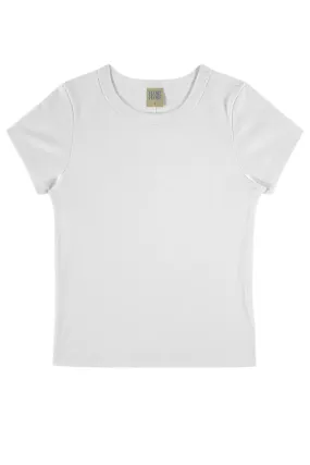 Car Baby Tee in White Biodegradable Fiber Composition