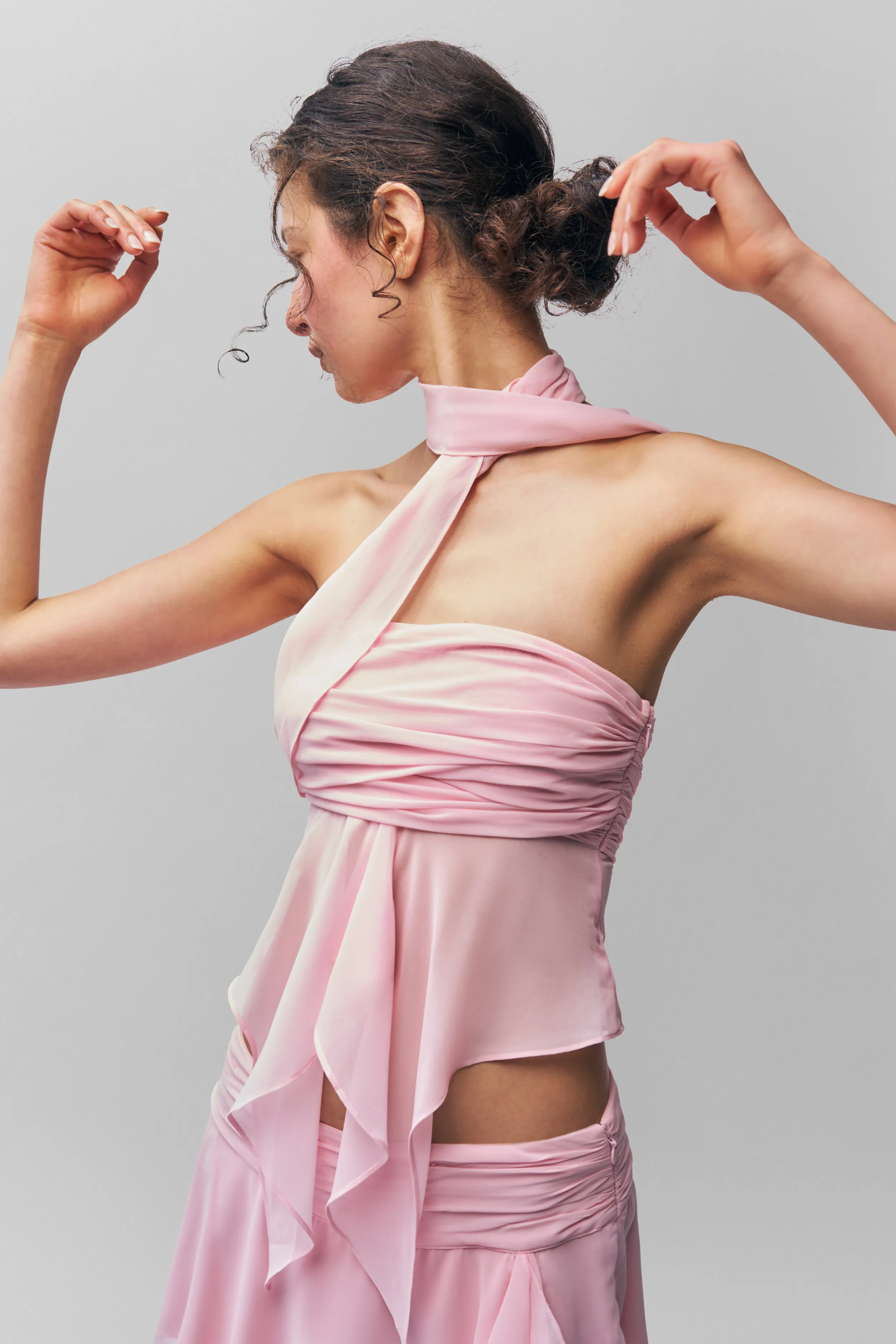 Chiffon Wrap Around Top Sustainable Cotton Layered Panel Design