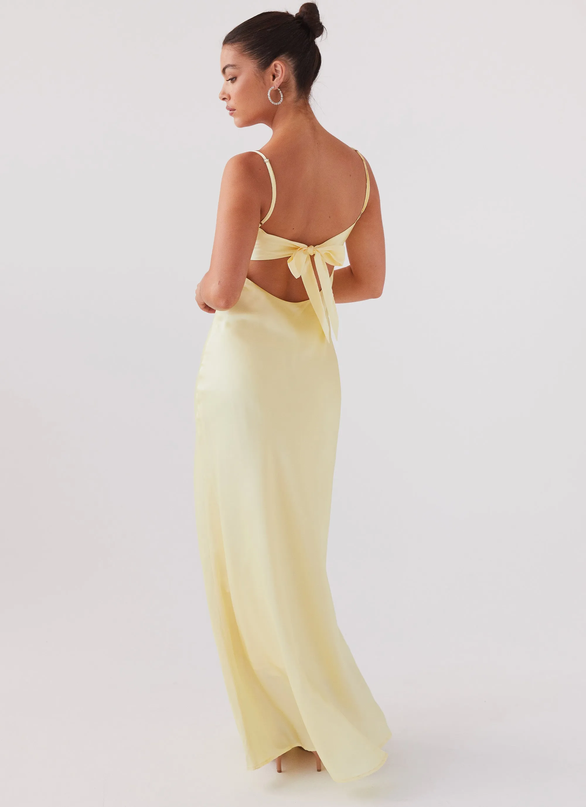 Flora Satin Maxi Dress - Lemon Effortless Piece Cozy Wear