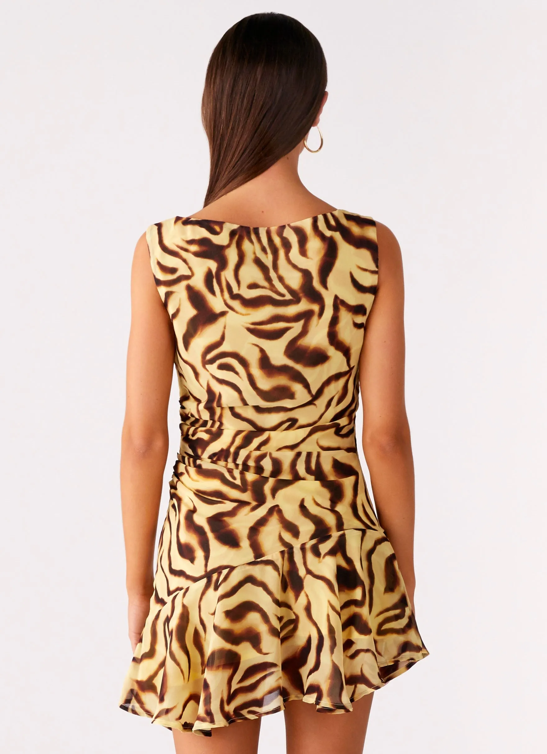 Stretchy Maris Asymmetrical Mini Dress - Laguna Print