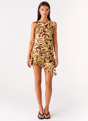 Maris Asymmetrical Mini Dress - Laguna Print Trendy Design