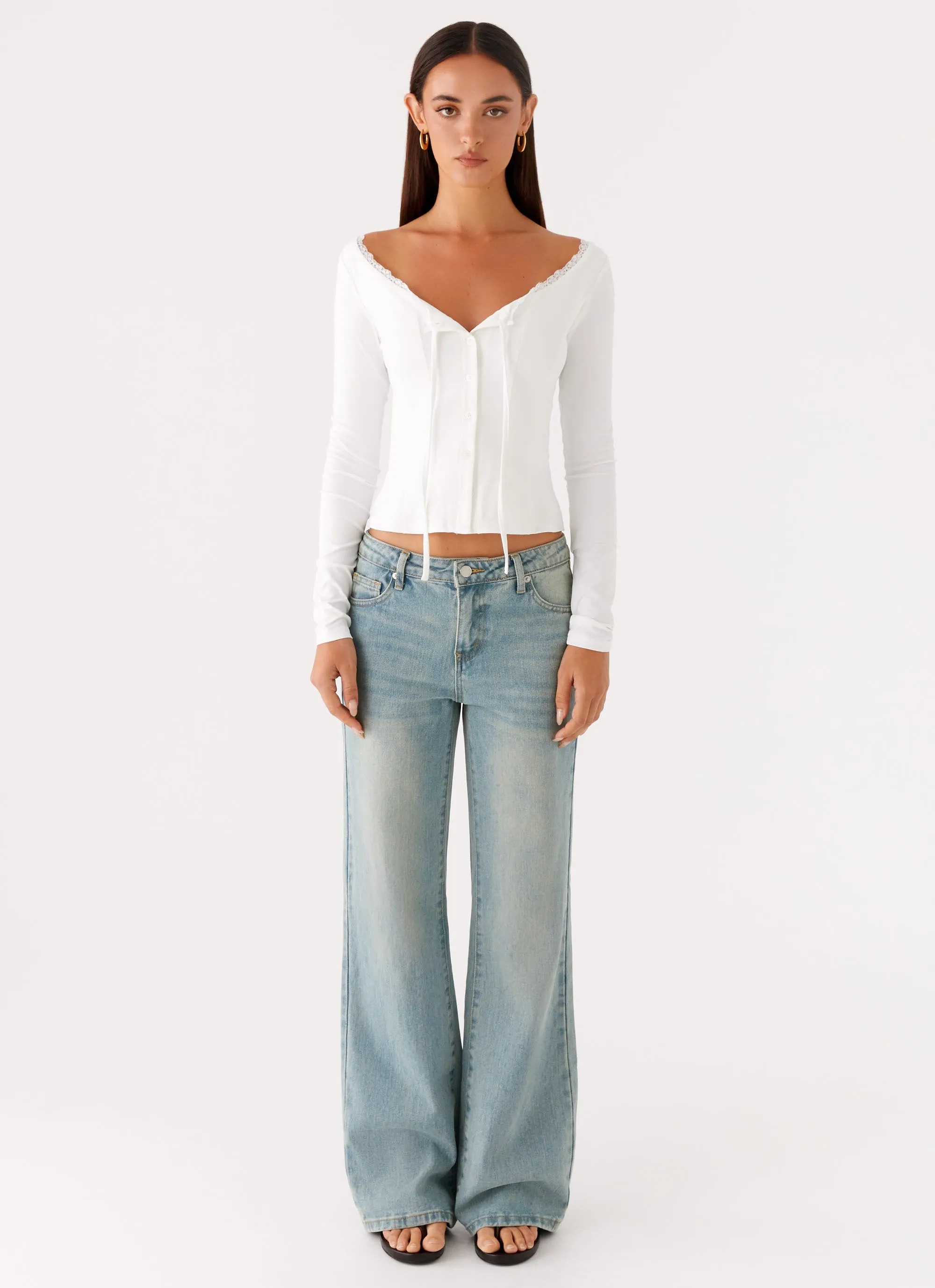 Casual Jacket Moda Long Sleeve Top - White