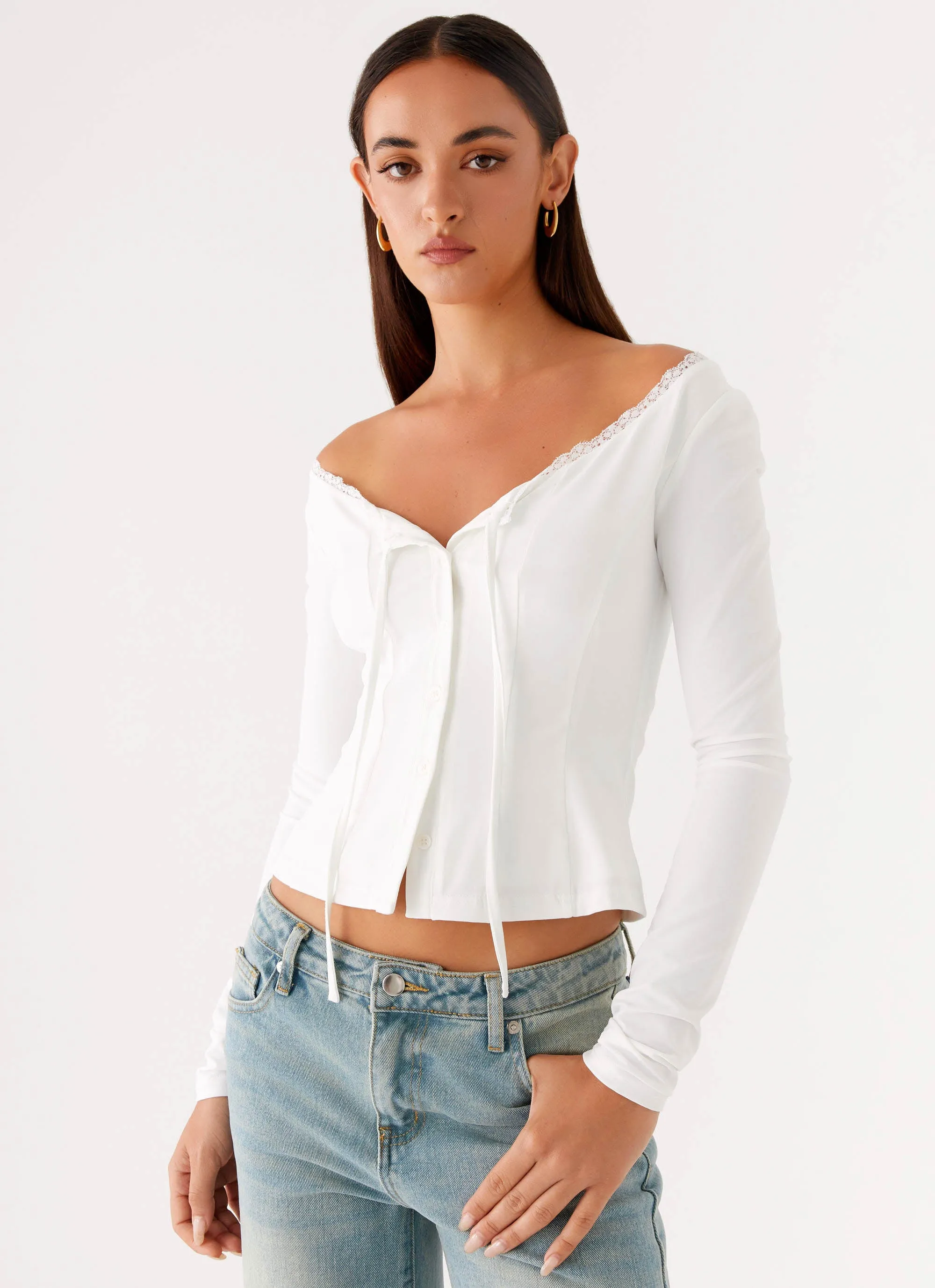 CompactSize Moda Long Sleeve Top - White