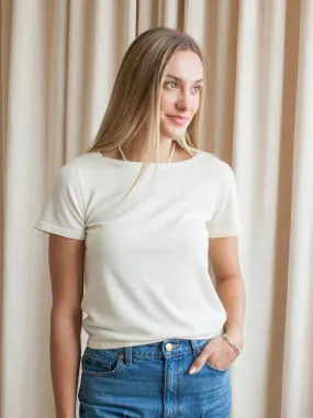 SoftTouchBrushedInterior Classic Crew Tee - Cream