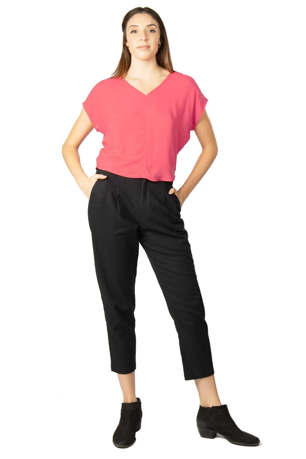 Dolman Top in Electric Coral Smooth Zipper Integration FeatherlightConstruction
