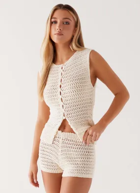Quick Move Effortless Wear Sierra Crochet Mini Shorts - Ivory