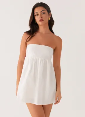Dylan Babydoll Mini Dress - White Chill Tones Comfy Style