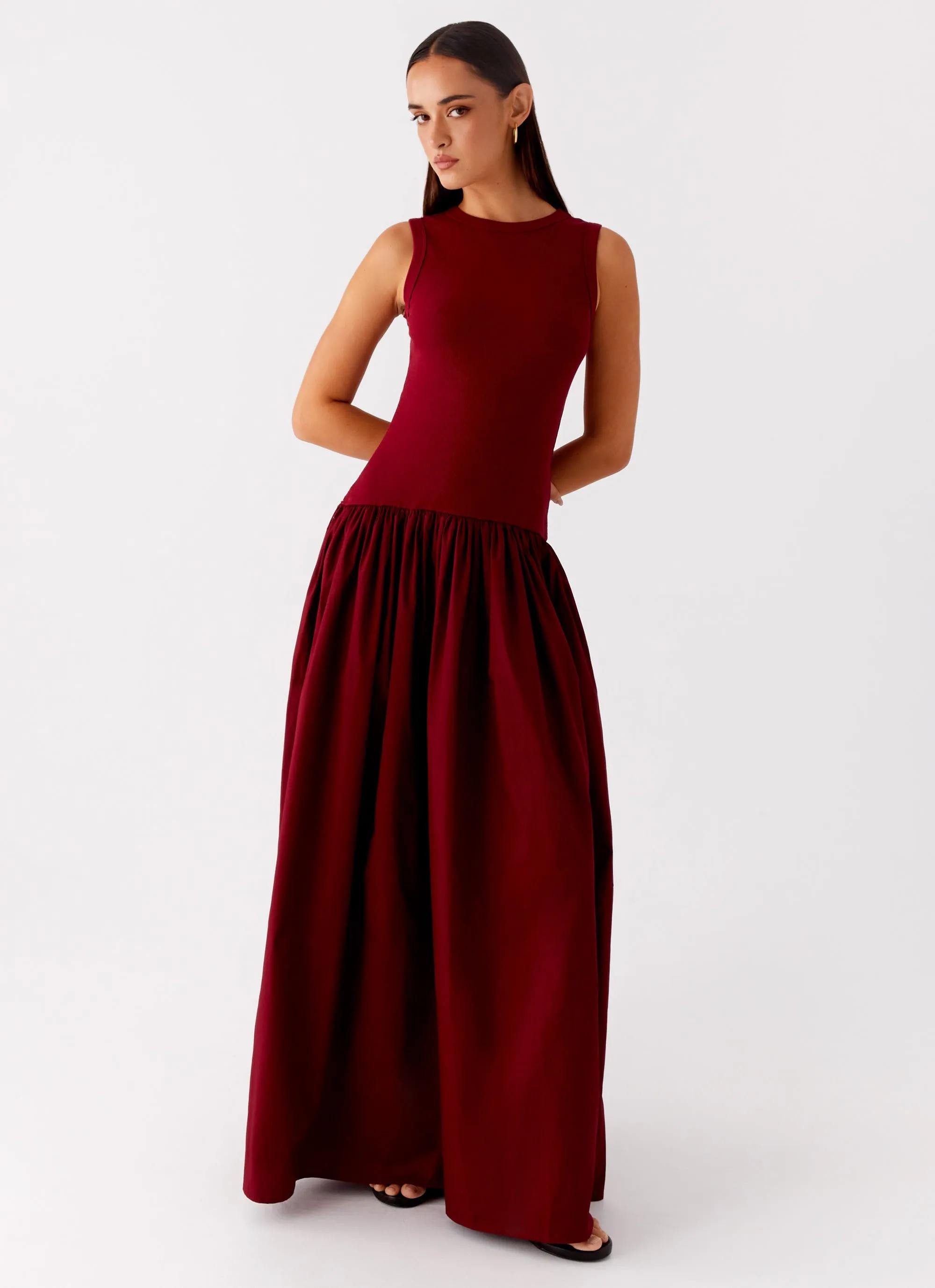 Calm Mood All Season Style Shivani Maxi Dress - Maroon