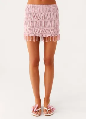 Shari Beaded Mini Skirt - Pink Light Wear Invisible Seams