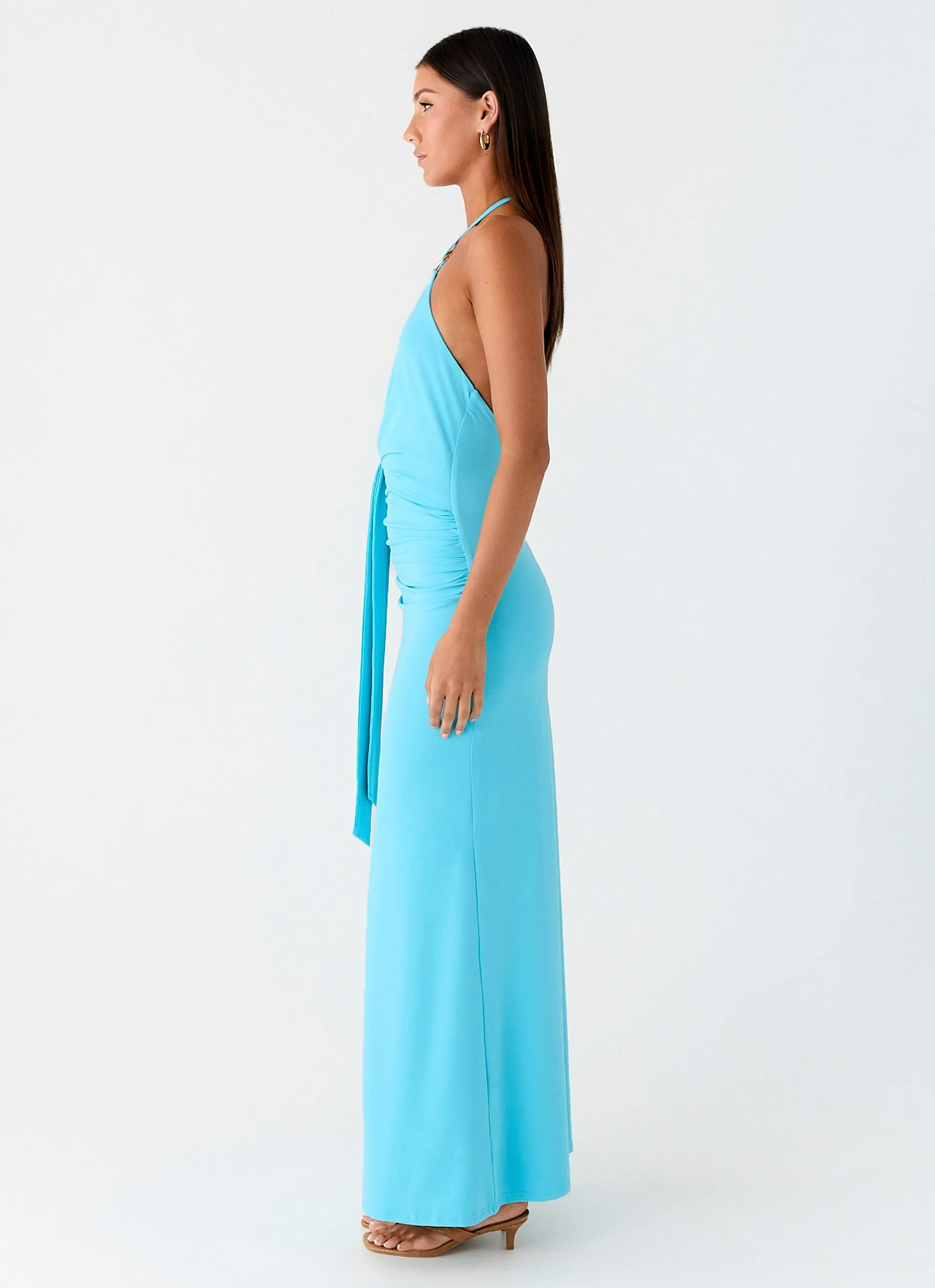 Dare Me Halter Maxi Dress - Aqua Blue Cool Simplicity