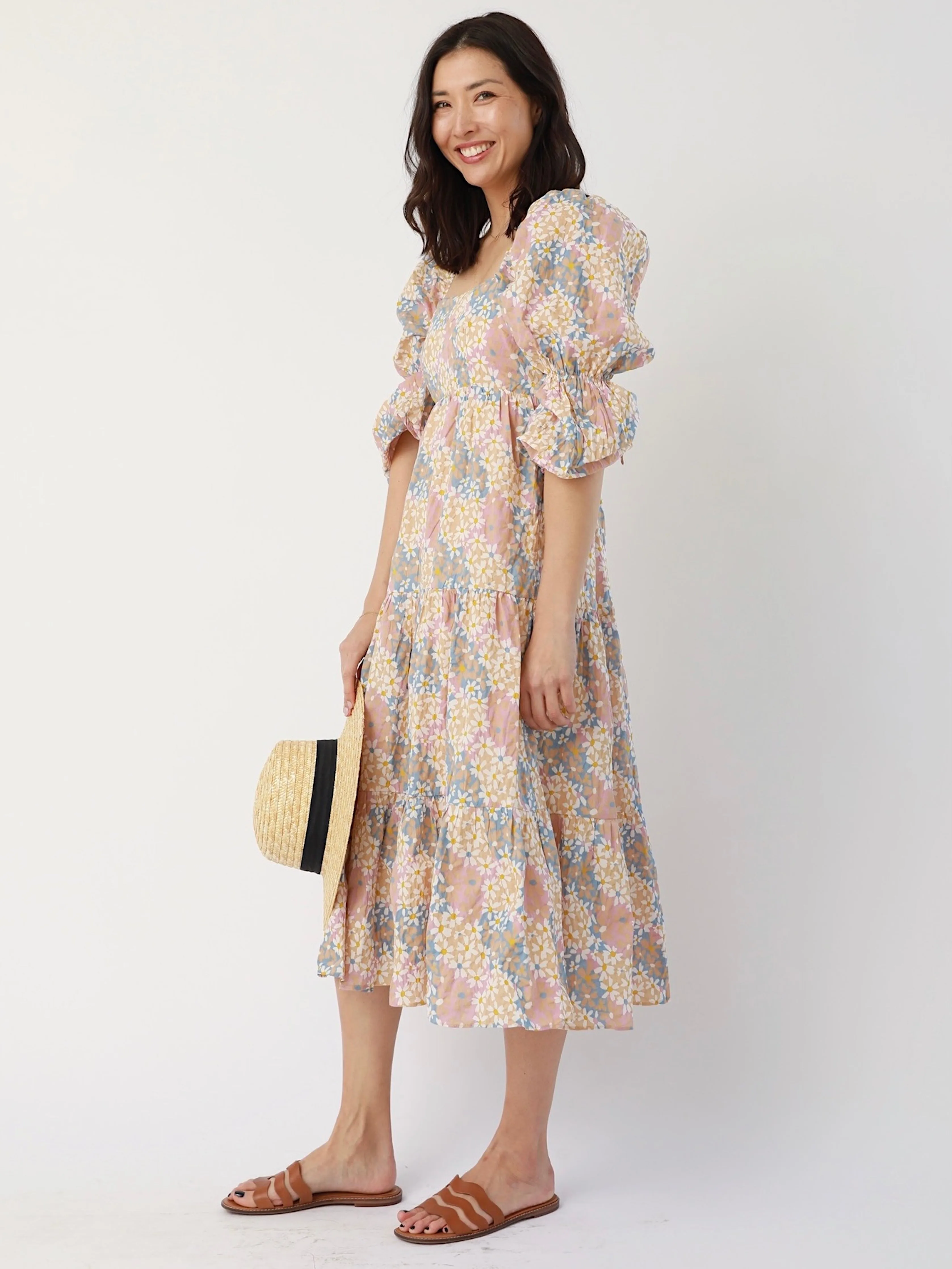 Flowing Texture Gerber Daisy Maxi