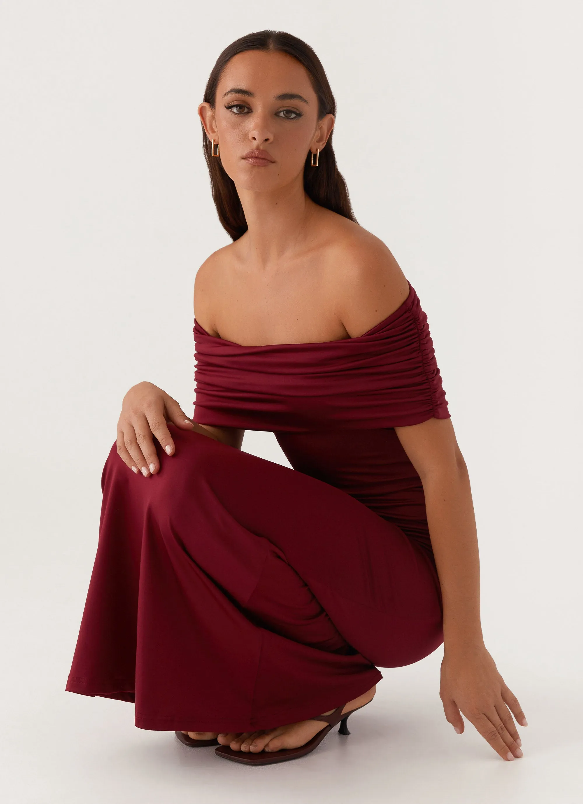 Maude Maxi Dress - Maroon Luxe Look Tulle Flow