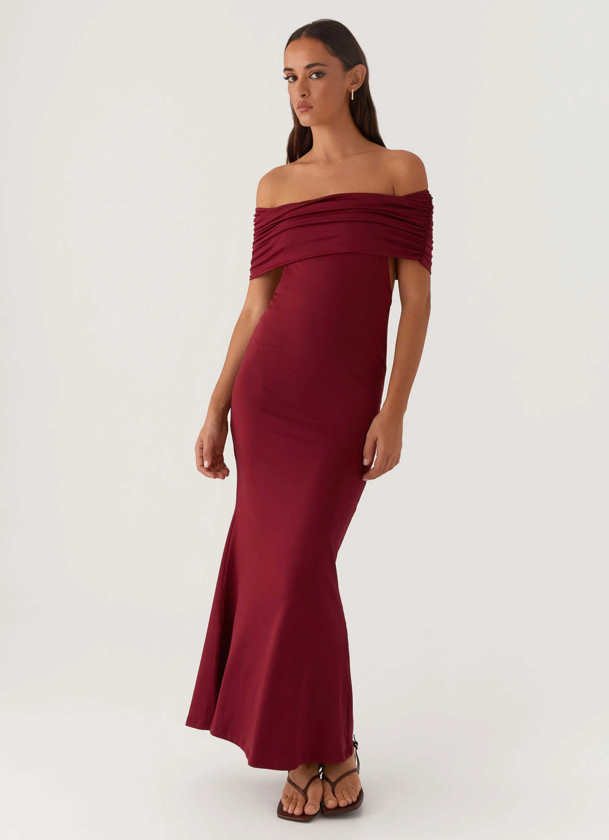 Color-Blocked Casual-Look Maude Maxi Dress - Maroon