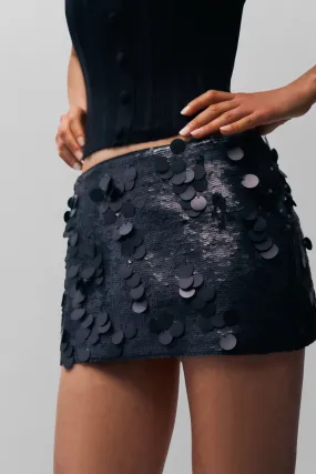 Maximalist look Velvet Finish Low Rise Paillette Skirt