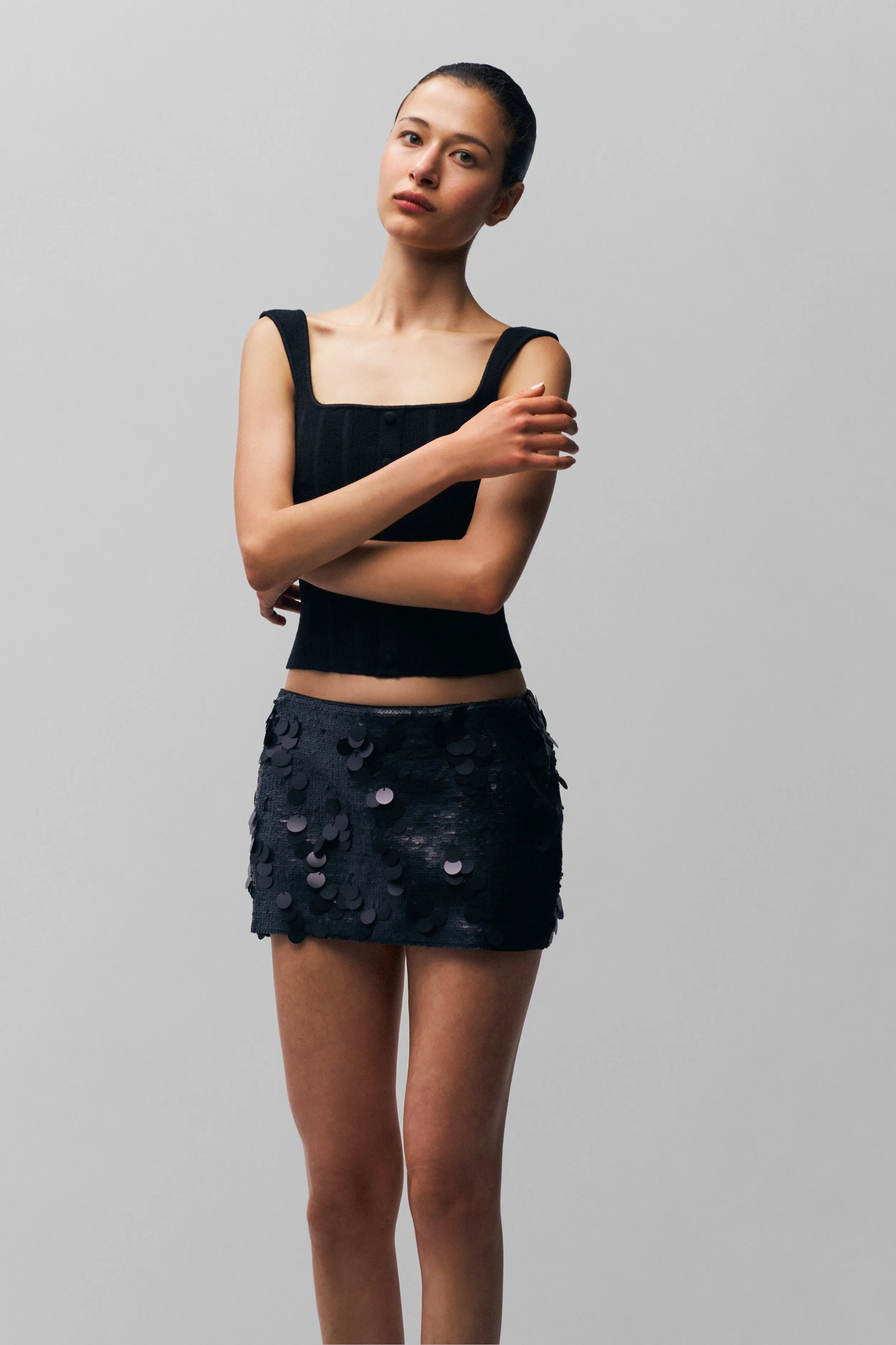 Low Rise Paillette Skirt Couture Inspired