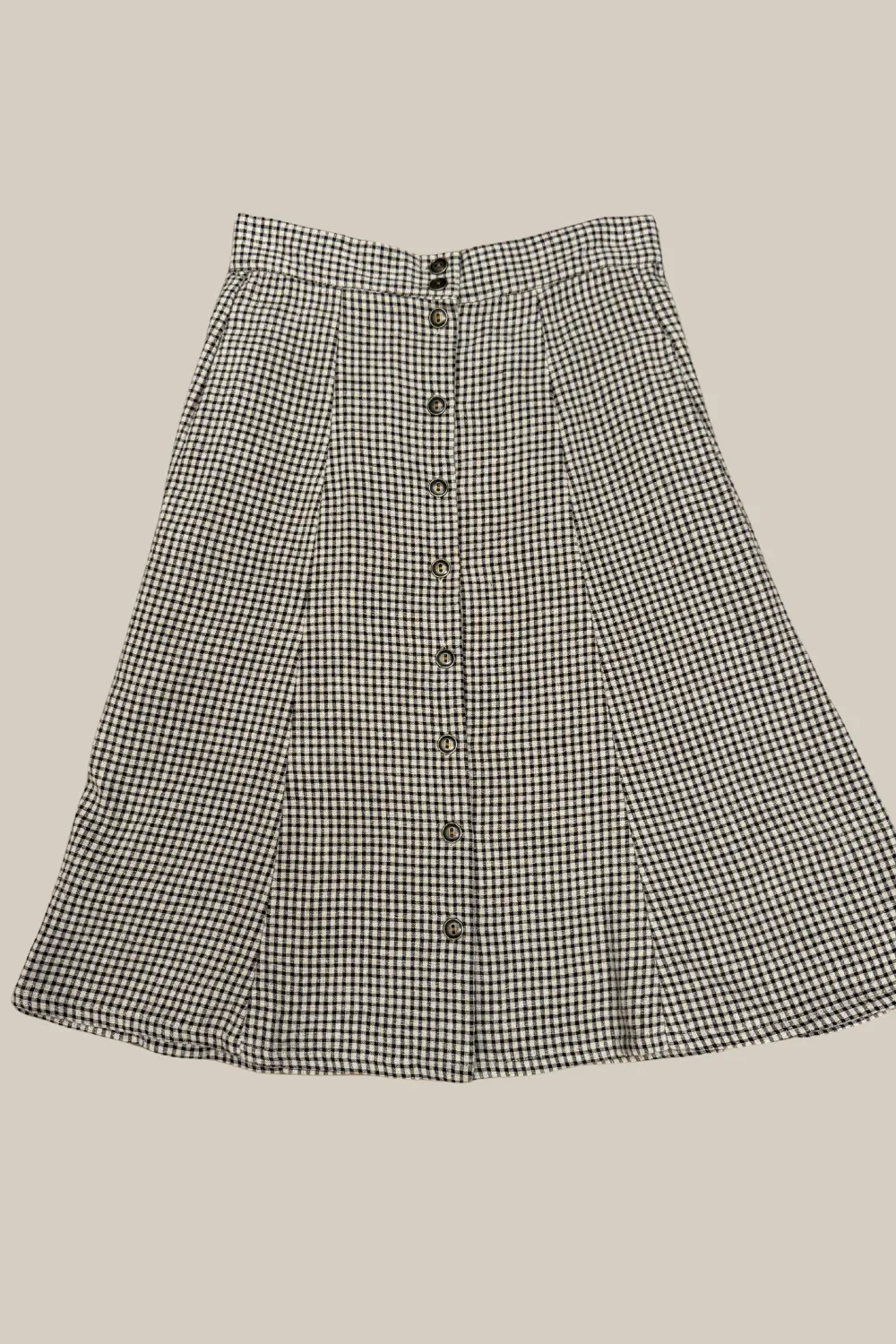 Comfy Style Bae Skirt in Black & Oat Cotton Gingham