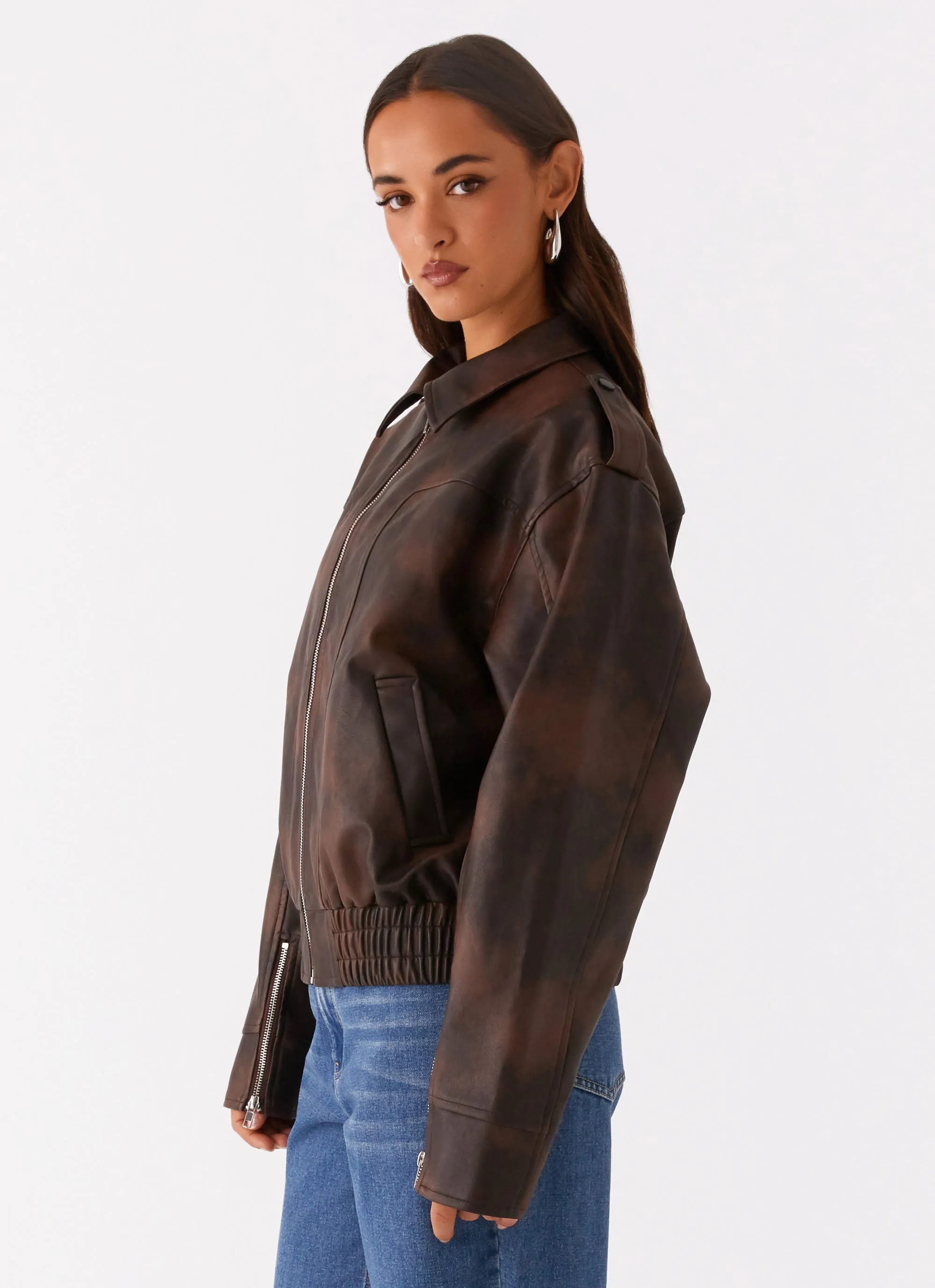 Involve Chicago Bomber Jacket - Chocolate