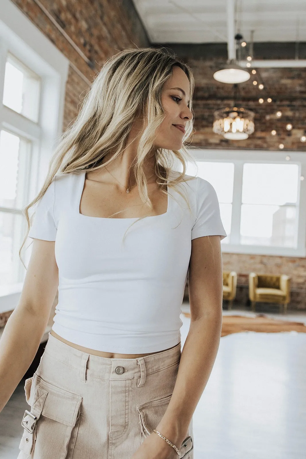 Anti Pilling Technology Grant Basic Square Neck Top