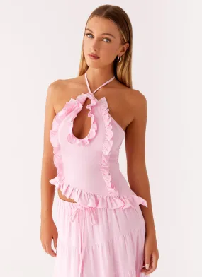 Mariella Linen Top - Pink Vintage Hoodie