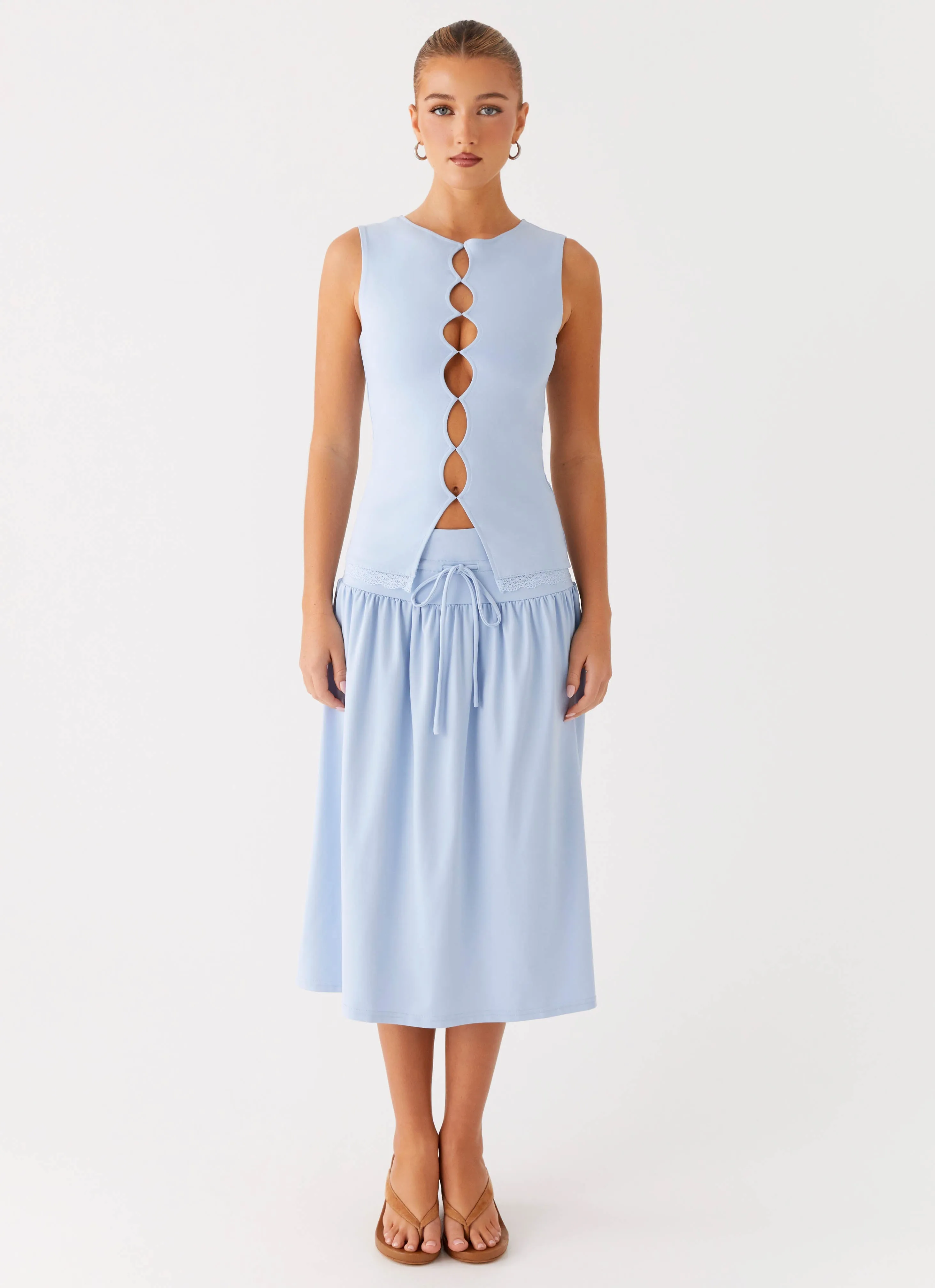 Dawn Drift Top - Blue Layered Hemline