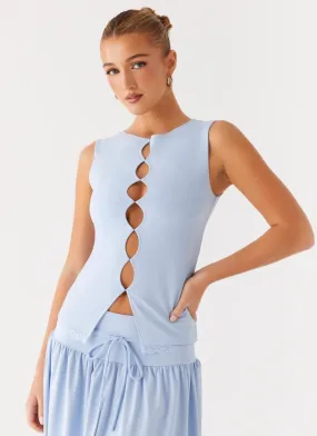 Lightweight Material Light Reflective Printing Dawn Drift Top - Blue