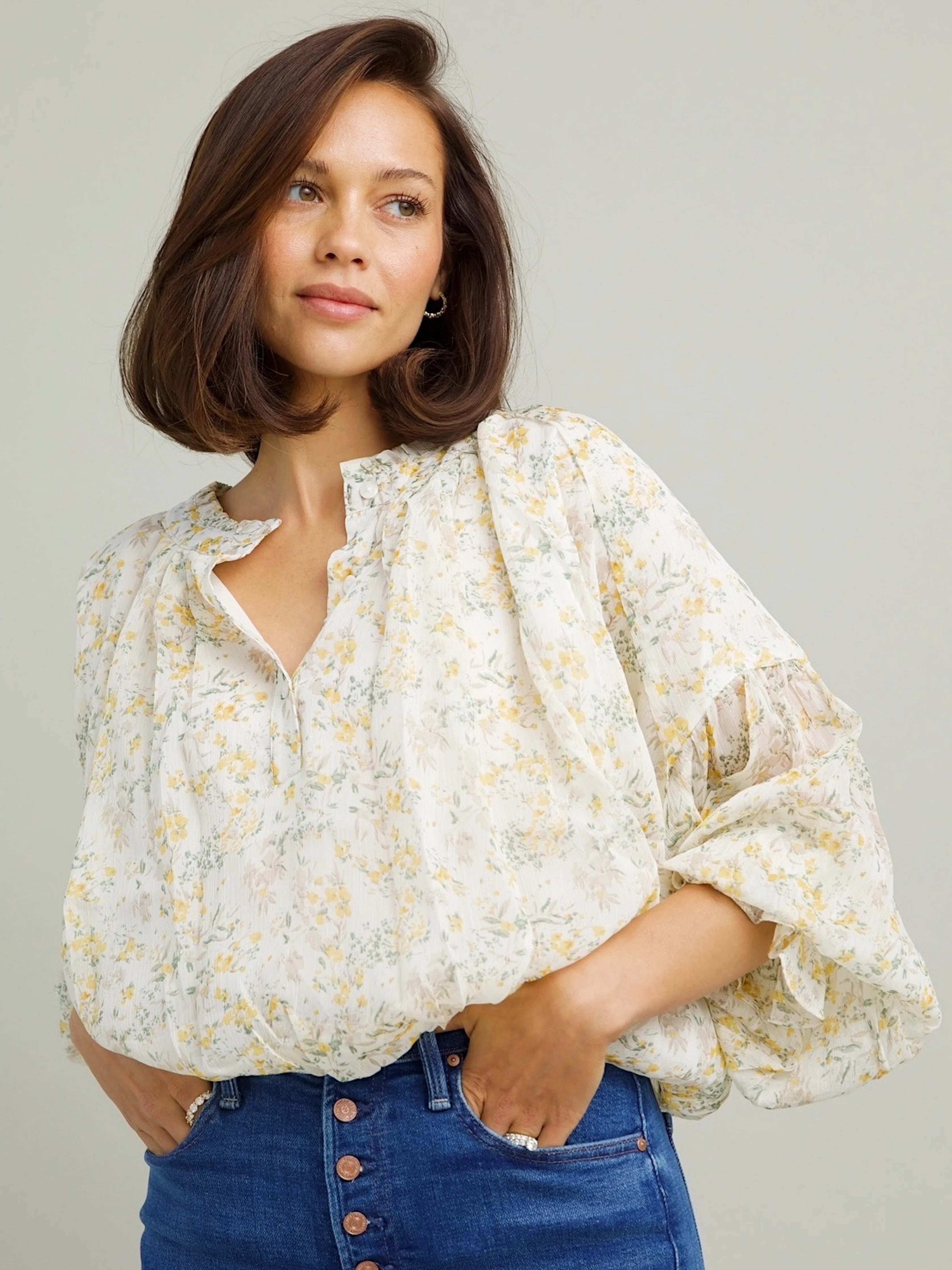 Majorie Floral Blouse ReinforcedHem AllDay Comfort Tech