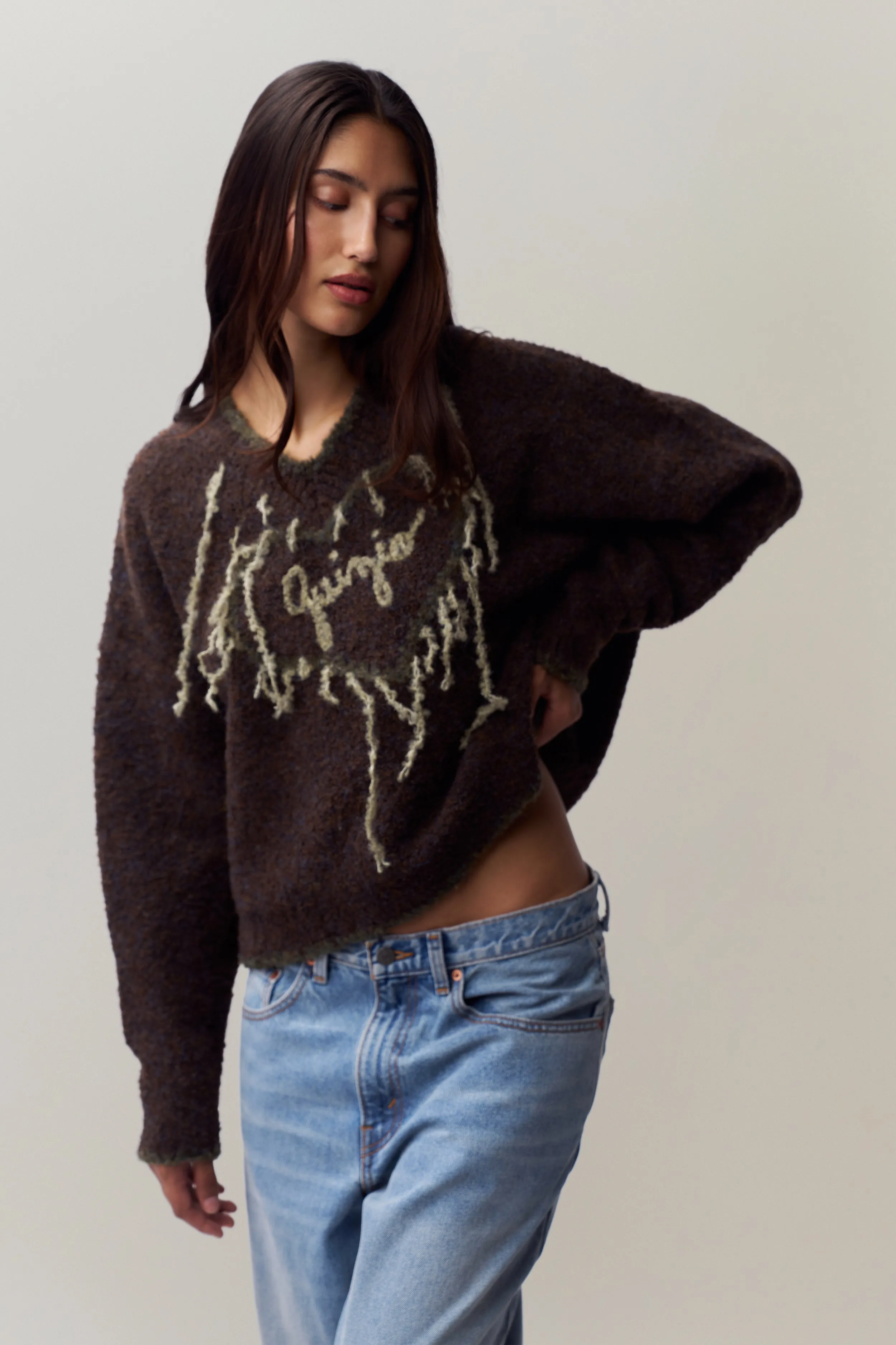 MeshLining Comfortable Look Guizio Heart Sweater