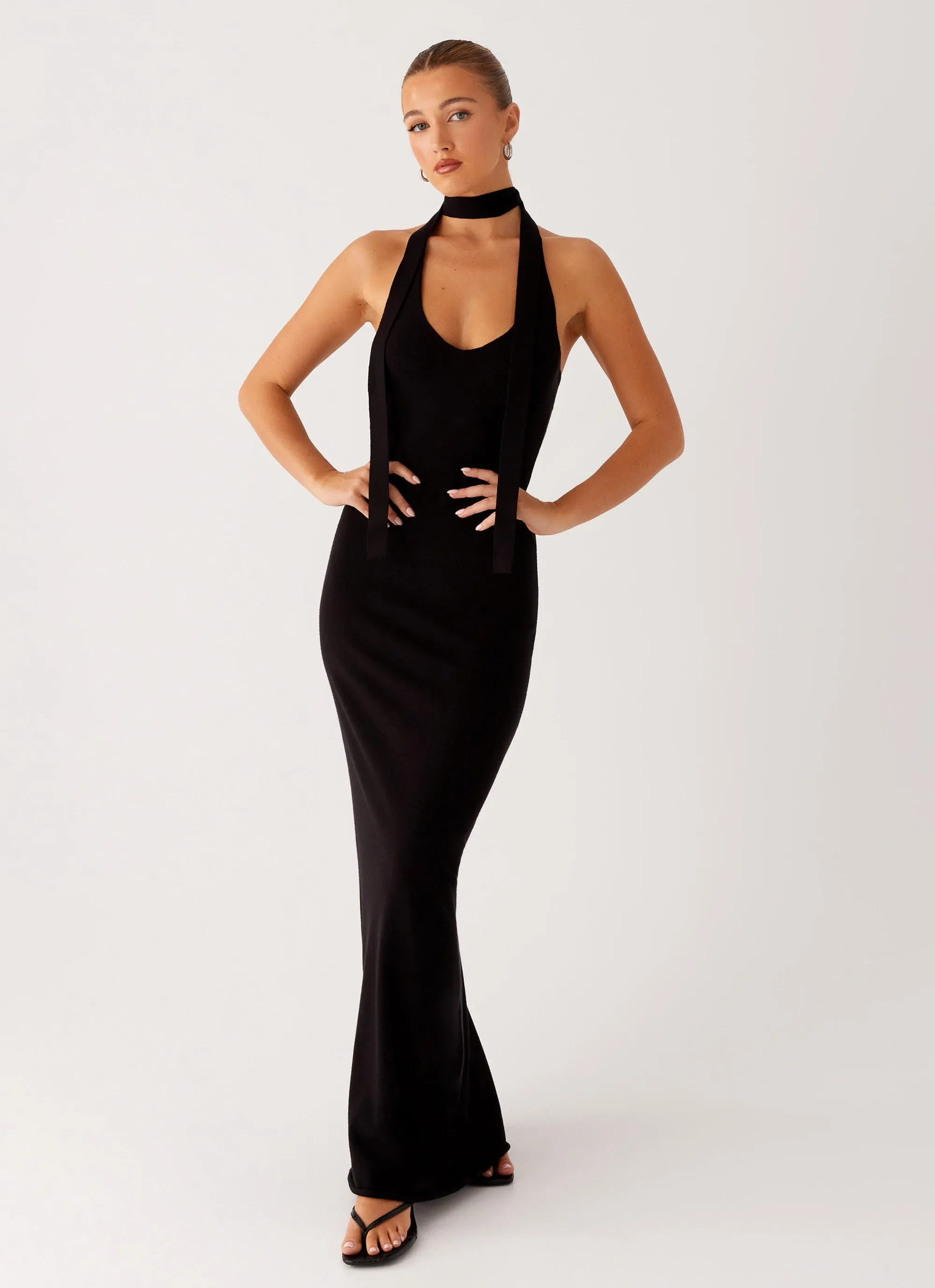 Eddie Knit Maxi Dress - Black Seamless Finish