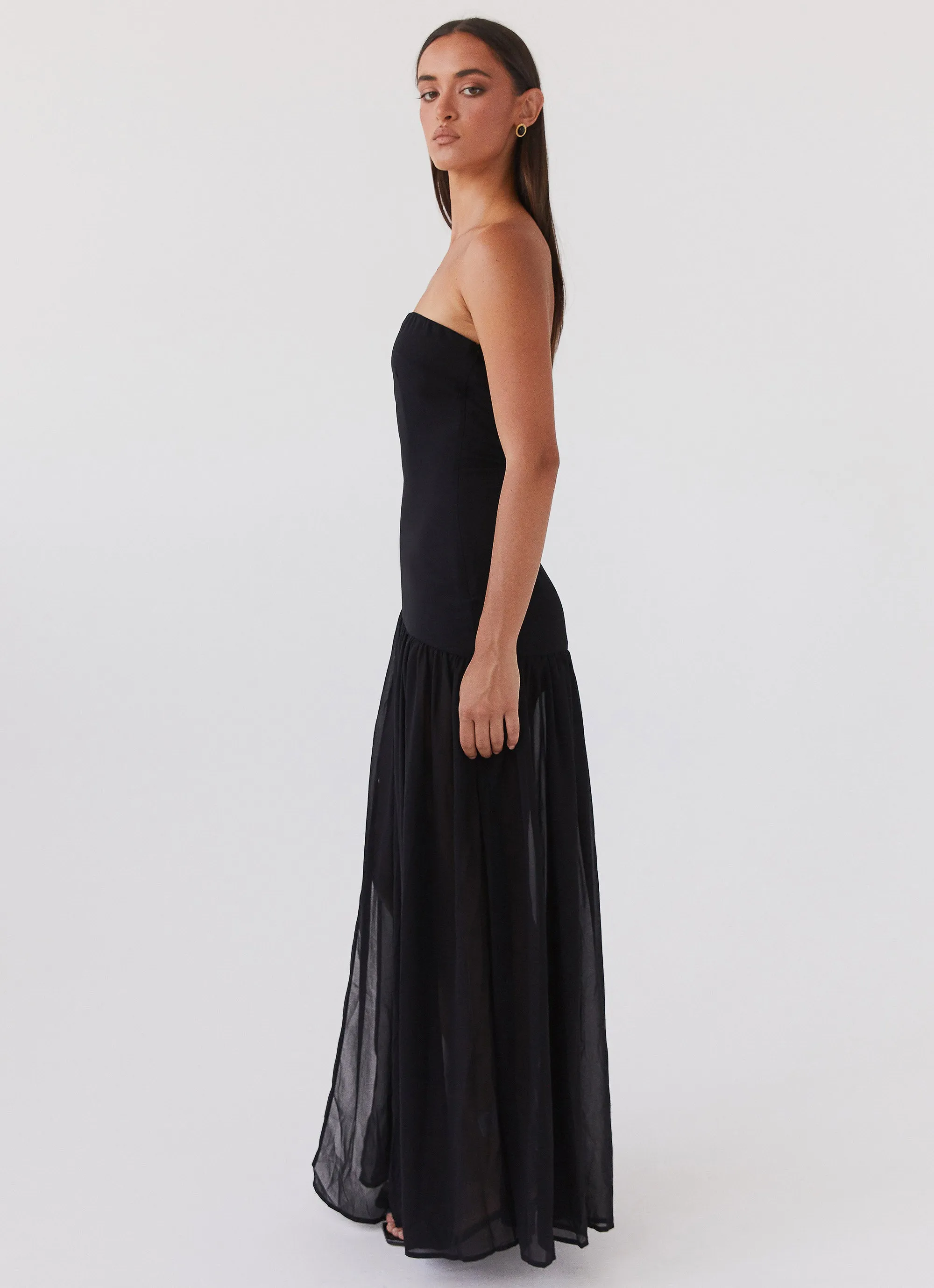 Soft Feel Fit Focused Eden Strapless Maxi Dress - Black