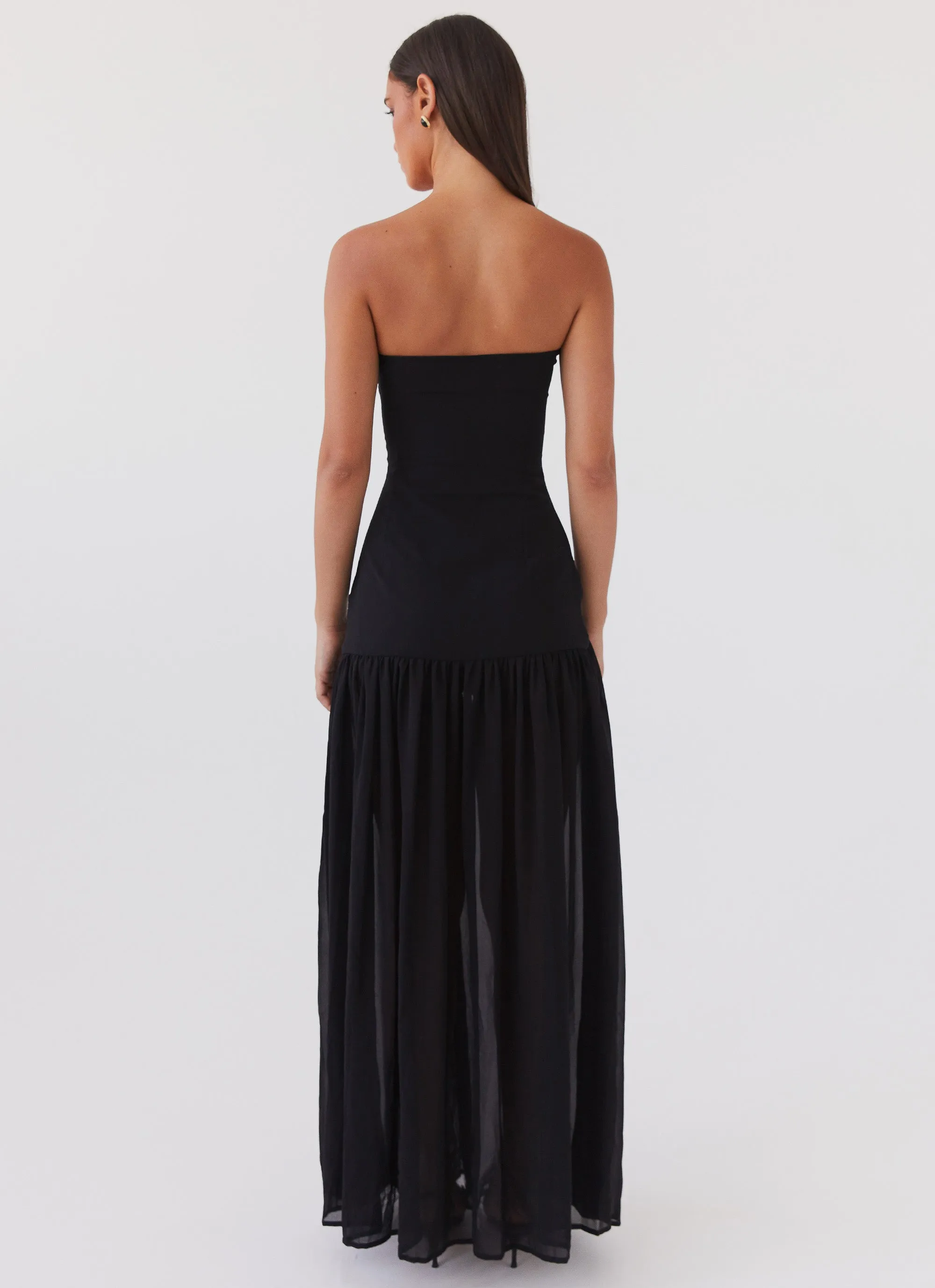 Eden Strapless Maxi Dress - Black Church Proper Mini-Length
