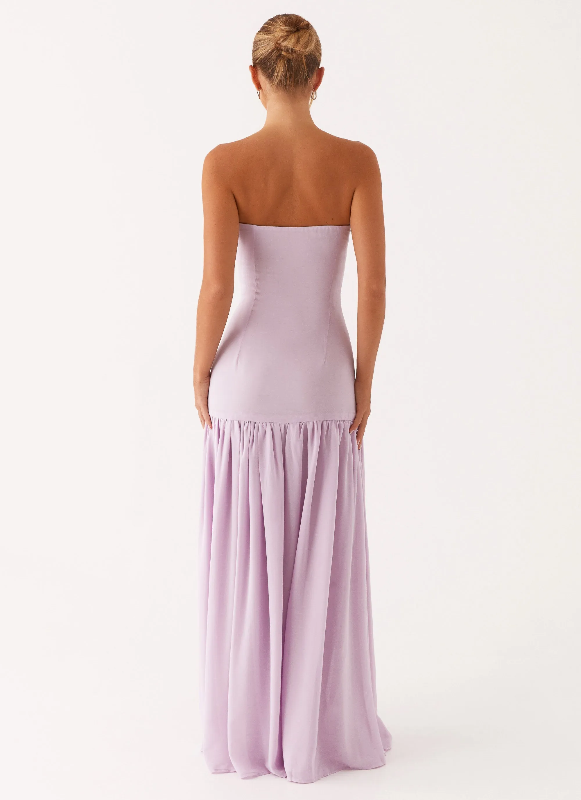 Stylish Choice Slit Detail Eden Strapless Maxi Dress - Lilac