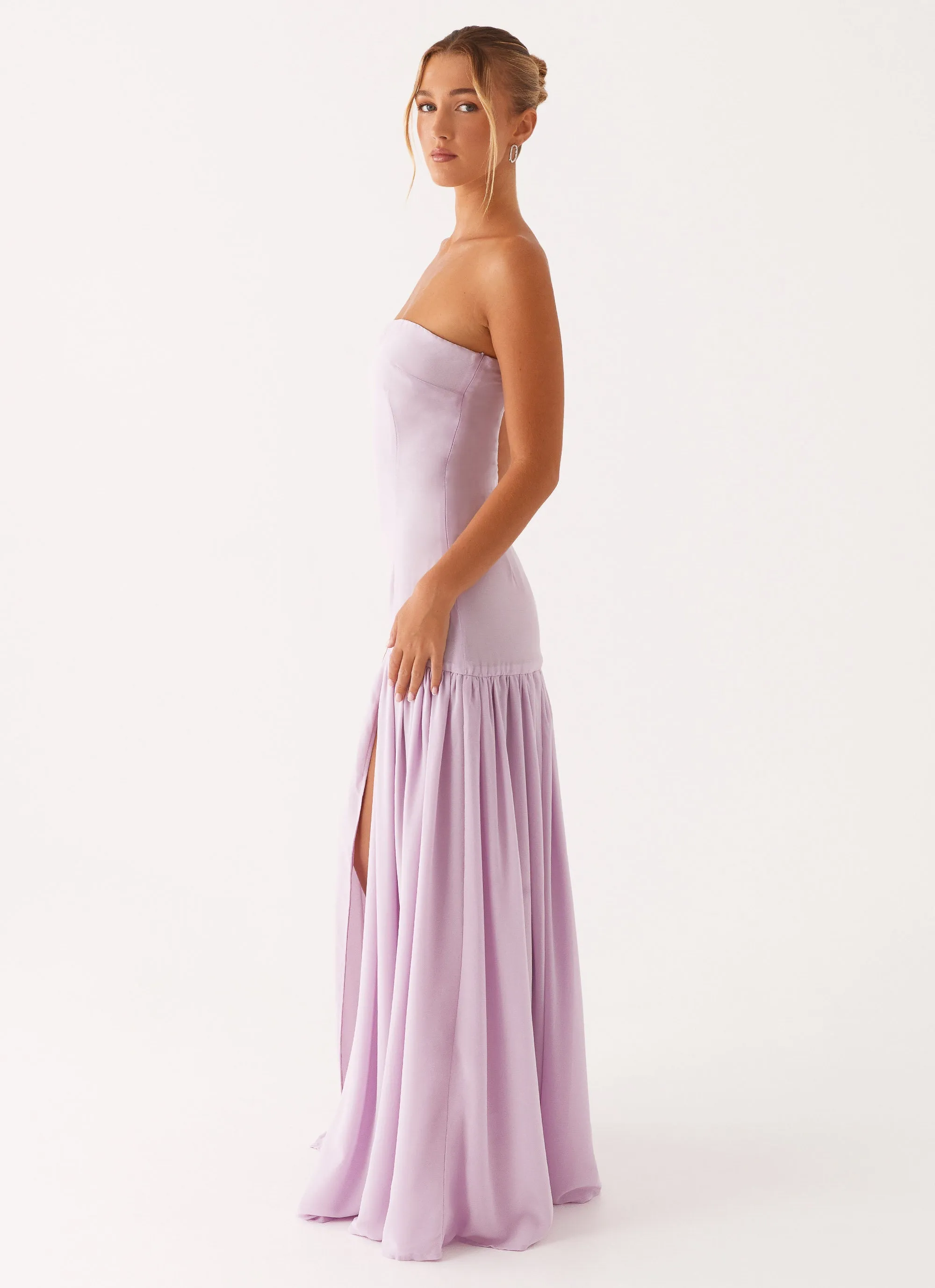 Eden Strapless Maxi Dress - Lilac Fashionable Look Soft Tone