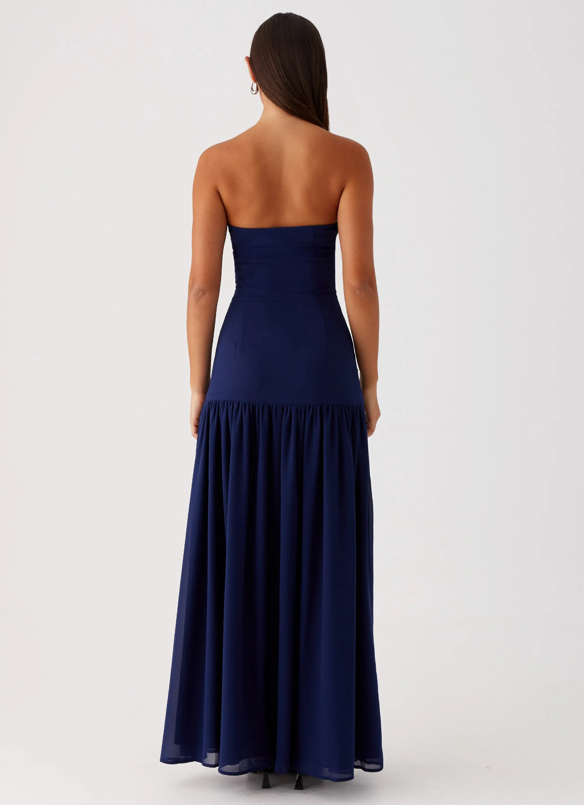 Inner Feel DoubleLayeredMaterial Eden Strapless Maxi Dress - Navy
