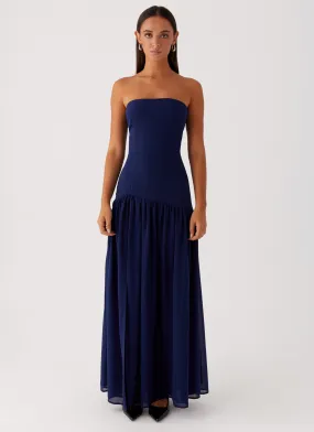 Eden Strapless Maxi Dress - Navy Simplistic Mood Lightweight Layer