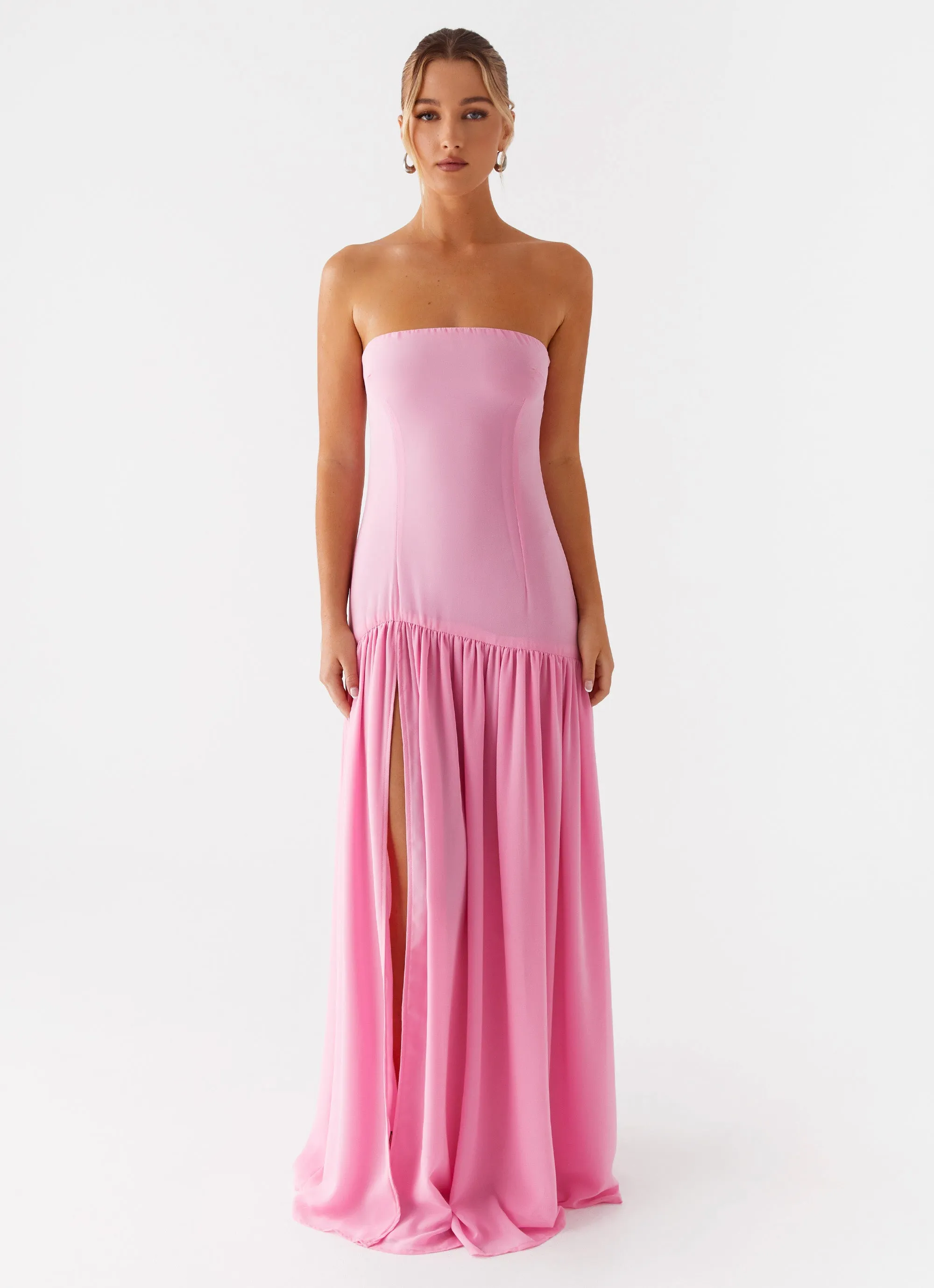 Eden Strapless Maxi Dress - Pink Cozy Style