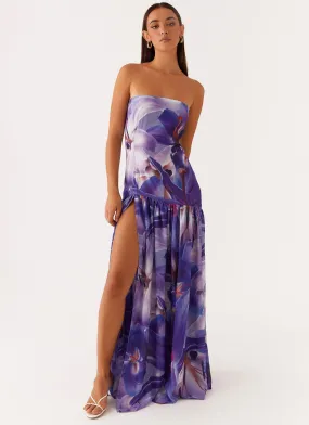 Eden Strapless Maxi Dress - Purple White Lilly Sister Glow Soft Harmony